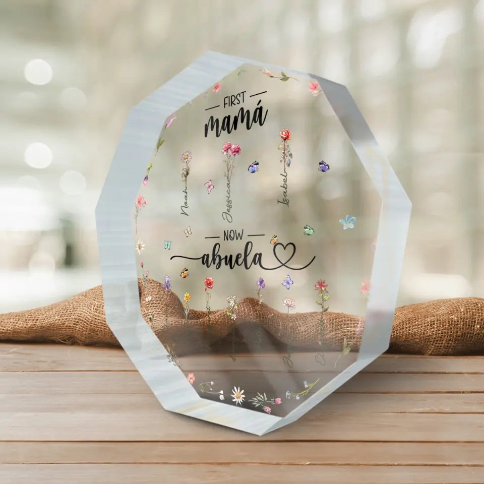 First Mama Now Abuela - Family Personalized Custom Nonagon Shaped Acrylic Plaque - Gift For Mom, Grandma - Image 4