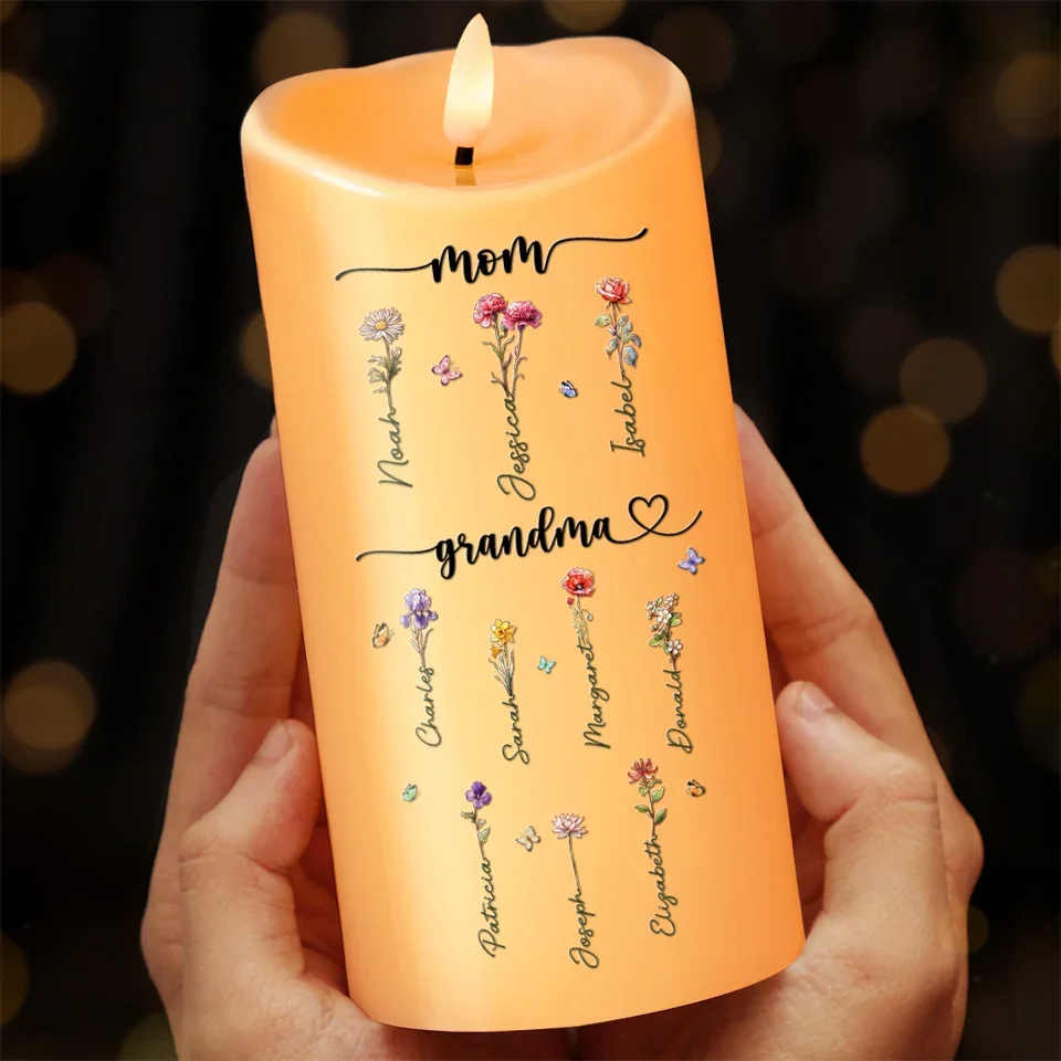 First Mom, Now Grandma - Family Personalized Custom LED Candle - Christmas Gift For Mom, Grandma - Image 3