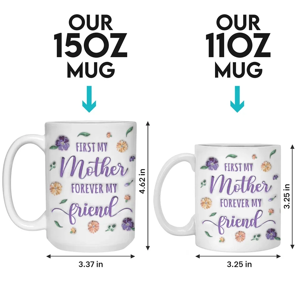 First My Daughter, Forever My Best Friend - Family Personalized Custom 3D Inflated Effect Printed Mug - Gift For Mom, Daughter - Image 6