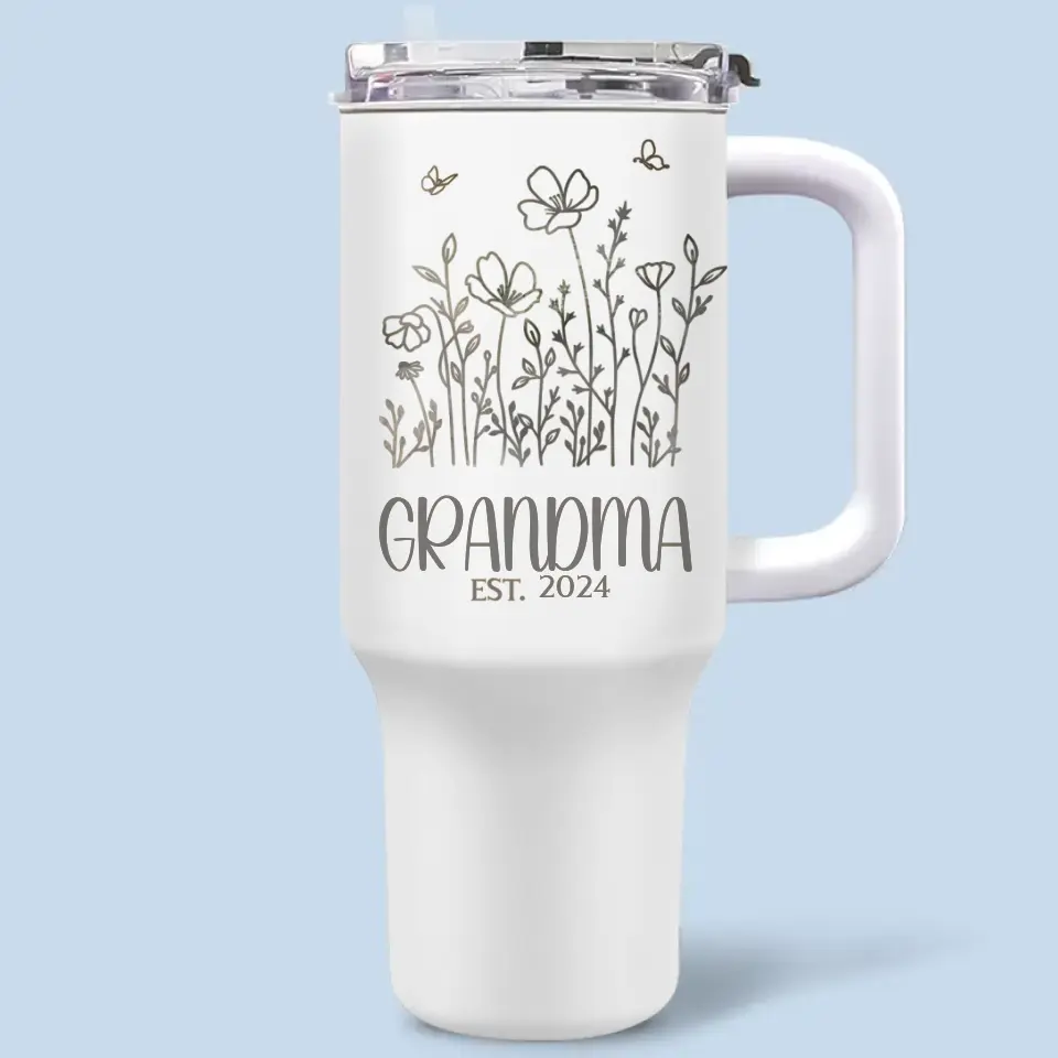First My Grandma Forever My Friend - Family Personalized Custom 40 Oz Stainless Steel Tumbler With Handle - Mother's Day, Gift For Mom, Grandma - Image 2