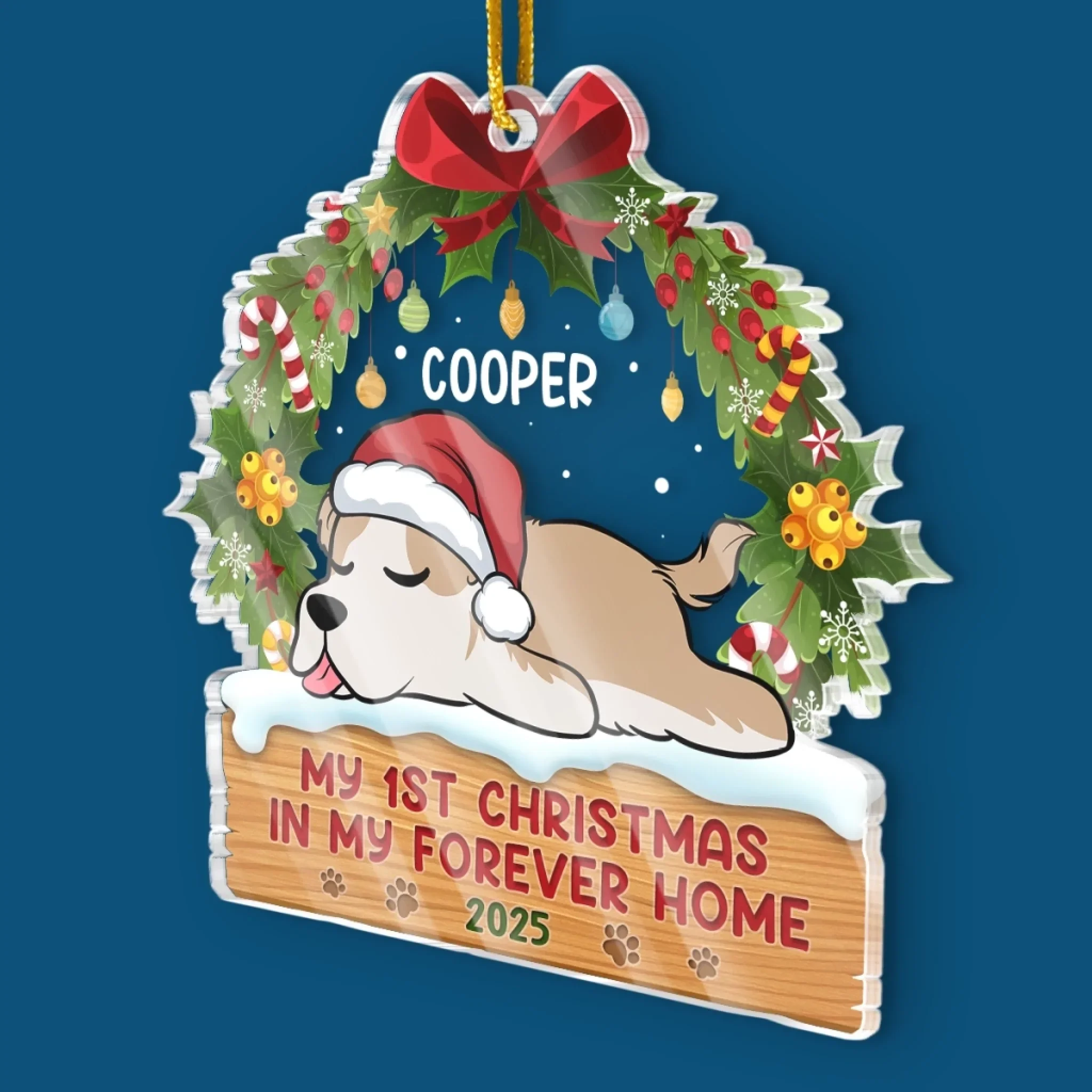 First Paws Under The Tree - Dog & Cat Personalized Custom Ornament - Acrylic Custom Shaped - Christmas Gift For Pet Owners, Pet Lovers, First Christmas - Image 3