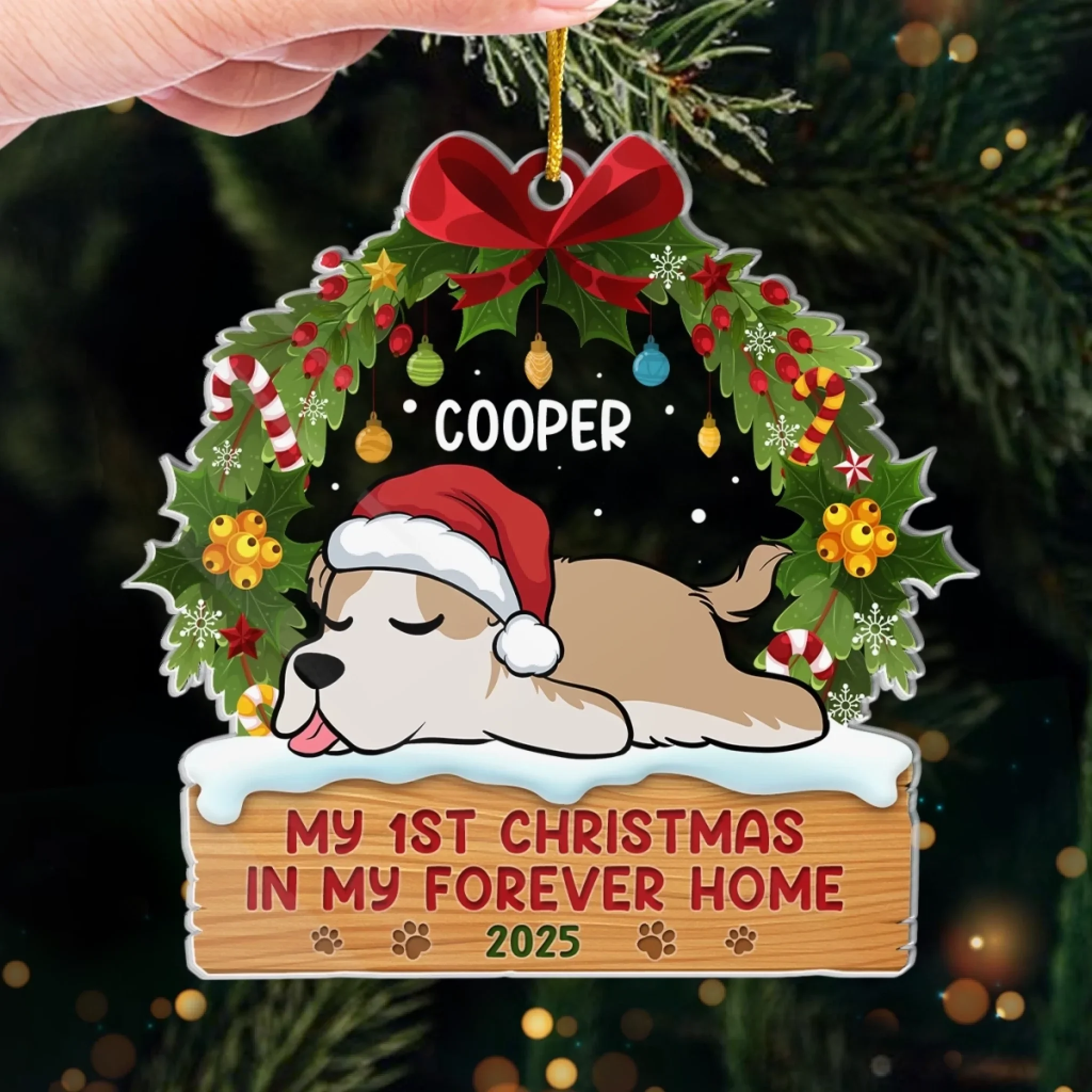 First Paws Under The Tree - Dog & Cat Personalized Custom Ornament - Acrylic Custom Shaped - Christmas Gift For Pet Owners, Pet Lovers, First Christmas - Image 4