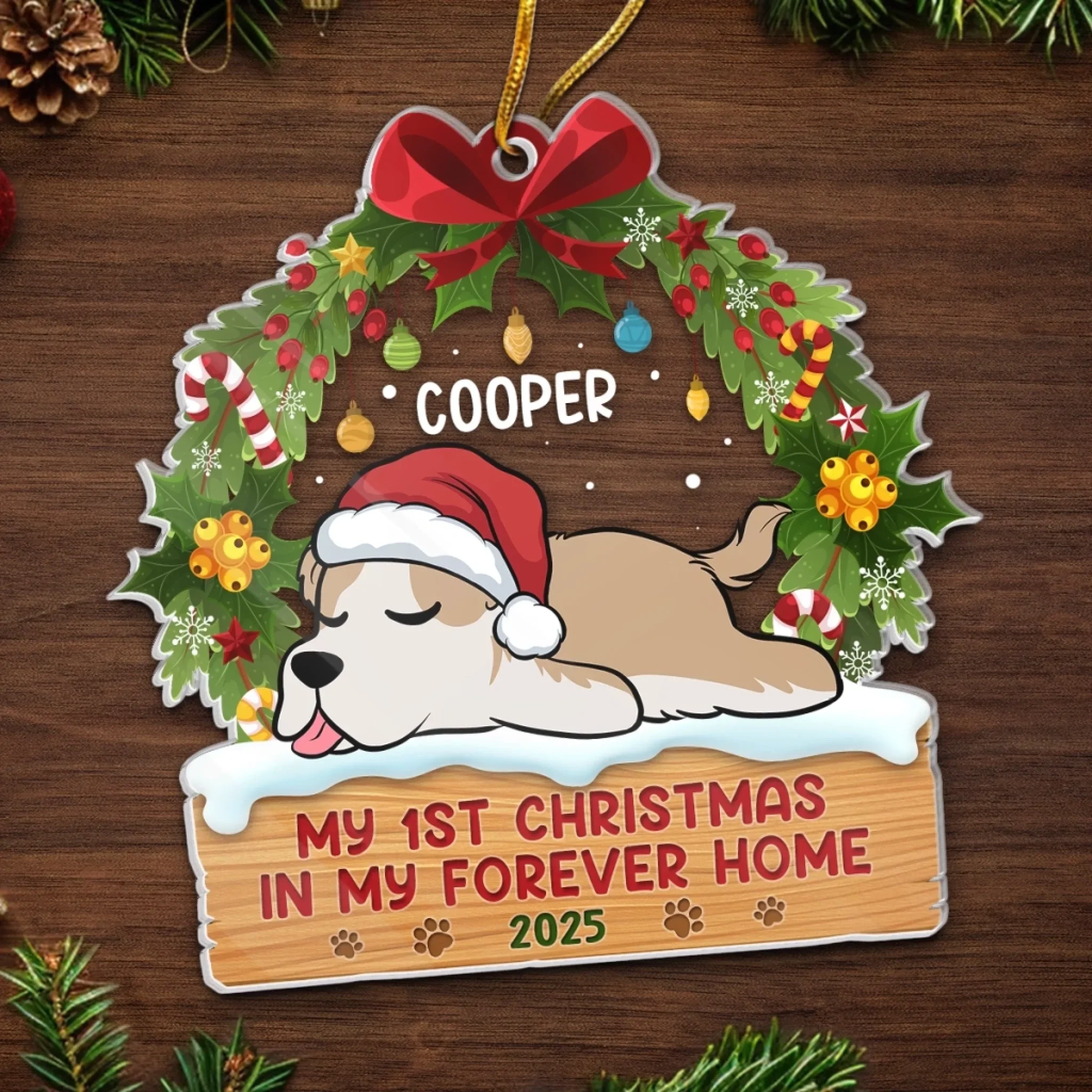 First Paws Under The Tree - Dog & Cat Personalized Custom Ornament - Acrylic Custom Shaped - Christmas Gift For Pet Owners, Pet Lovers, First Christmas - Image 5