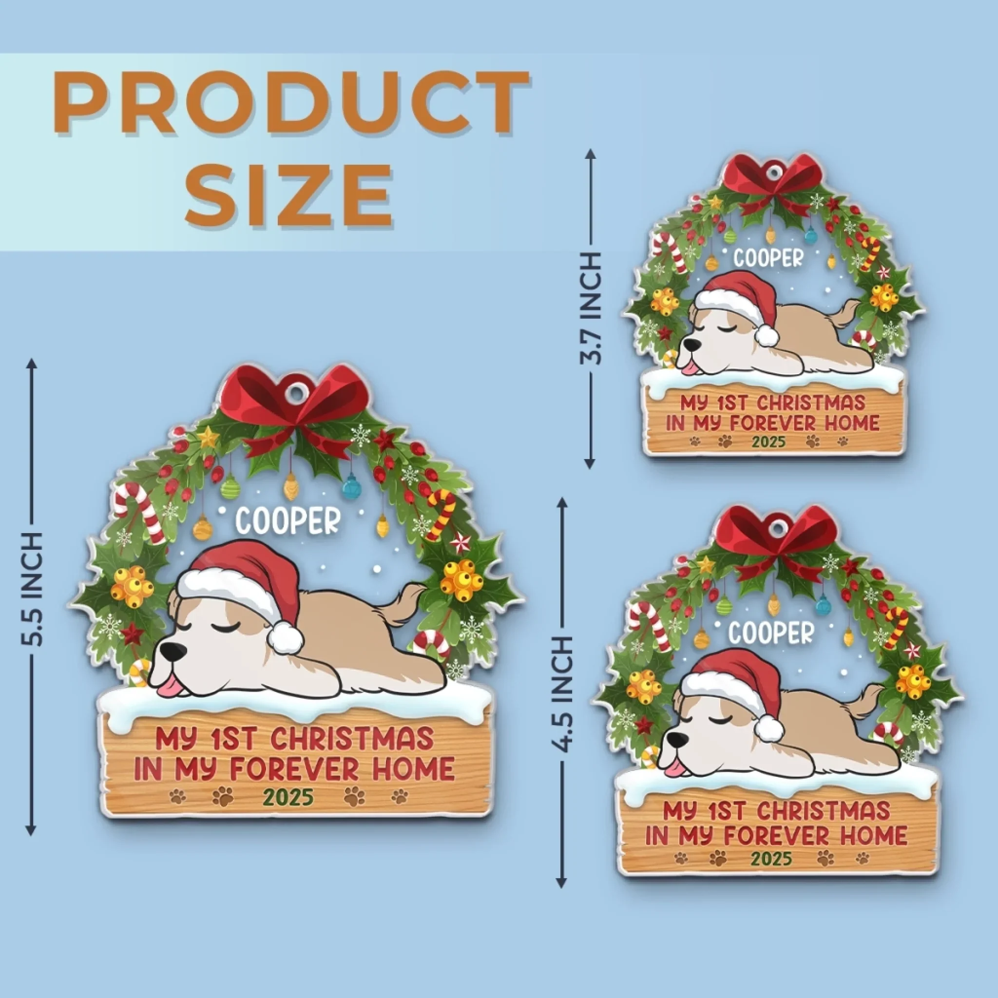 First Paws Under The Tree - Dog & Cat Personalized Custom Ornament - Acrylic Custom Shaped - Christmas Gift For Pet Owners, Pet Lovers, First Christmas - Image 6