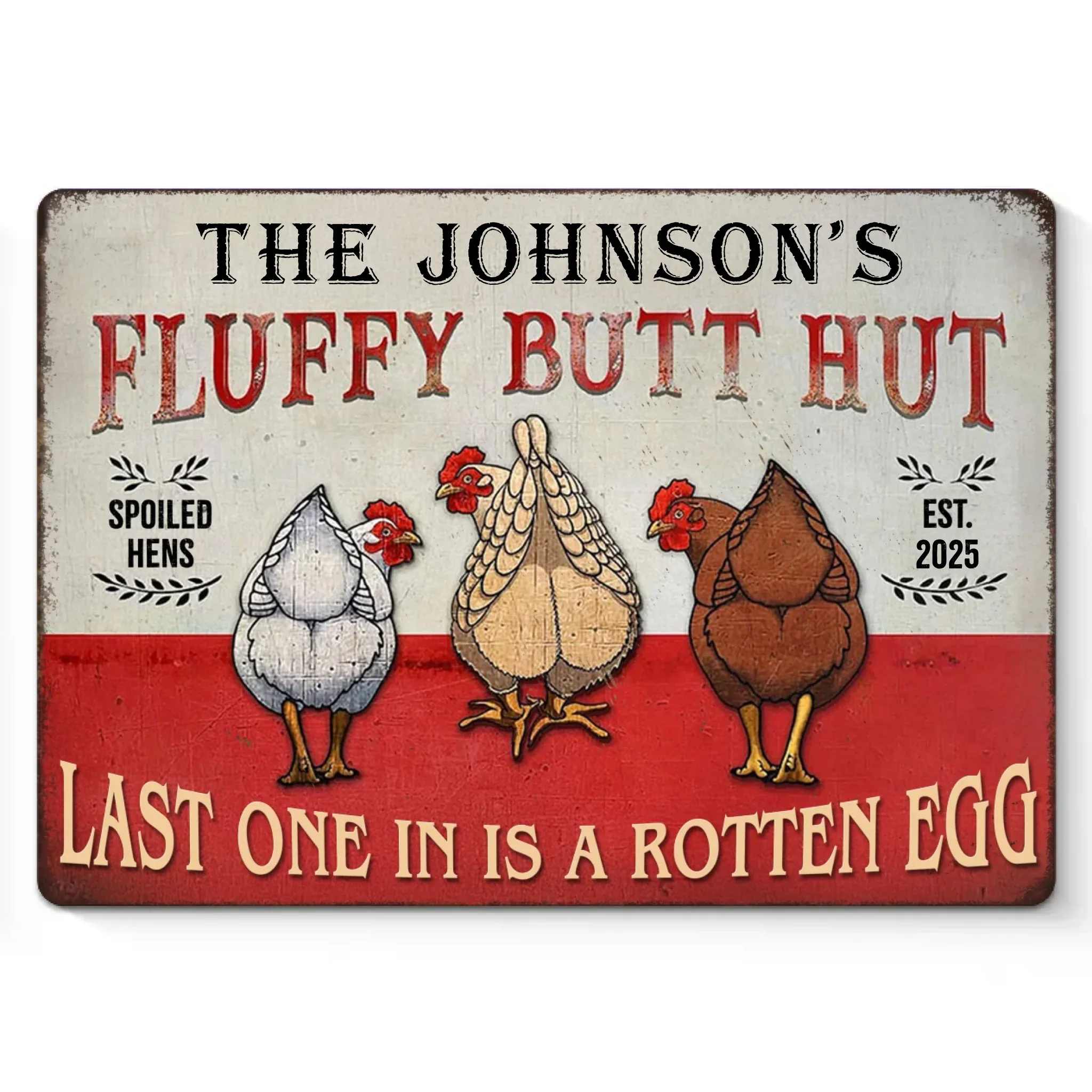Fluffy Butt Hut - Family Personalized Custom Home Decor Metal Sign - House Warming Gift For Yourself, Husband Wife, Best Friends, Family Members - Image 2