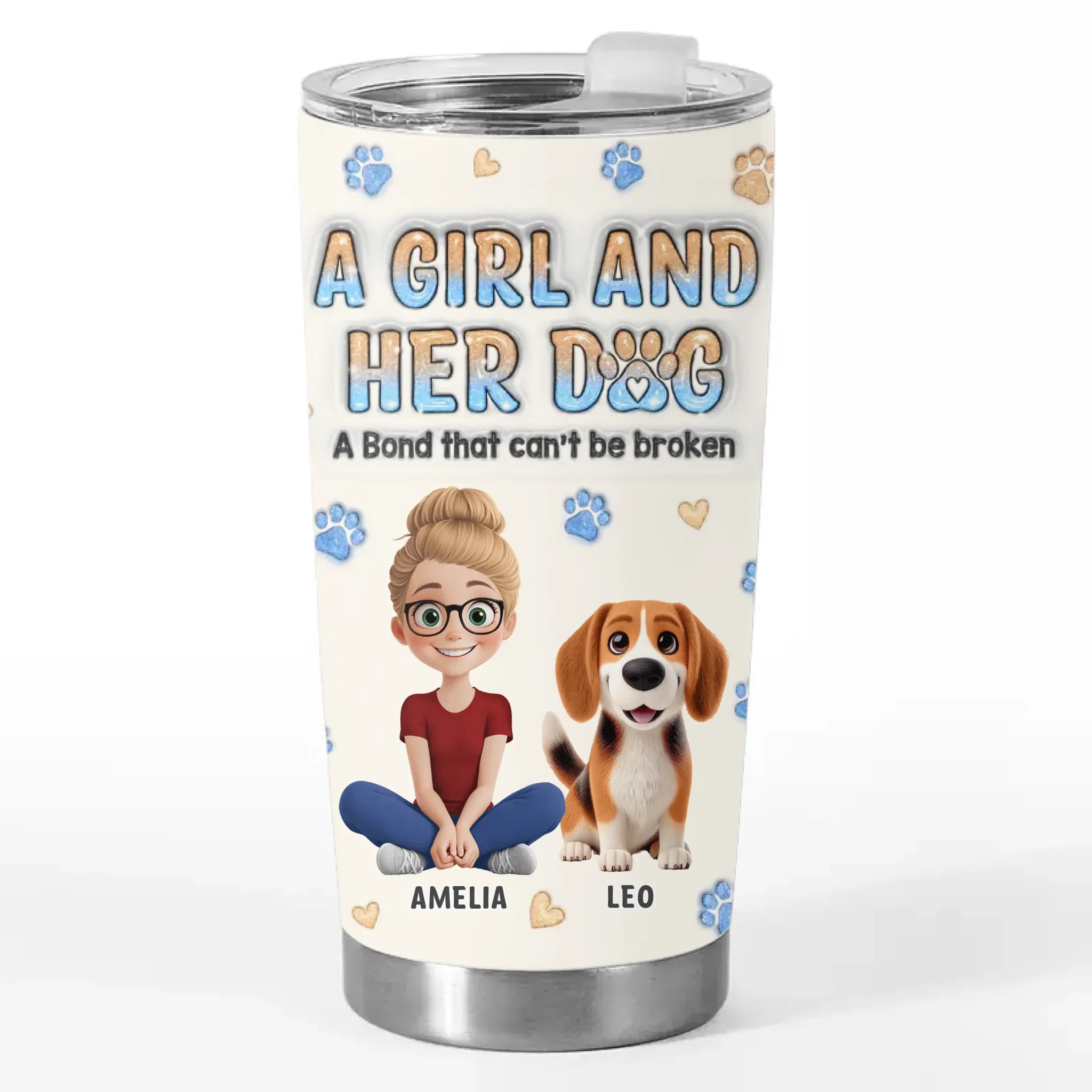 Fluffy Hugs & Wagging Tails - Dog Personalized Custom 3D Inflated Effect Printed Tumbler - Gift For Pet Owners, Pet Lovers - Image 2