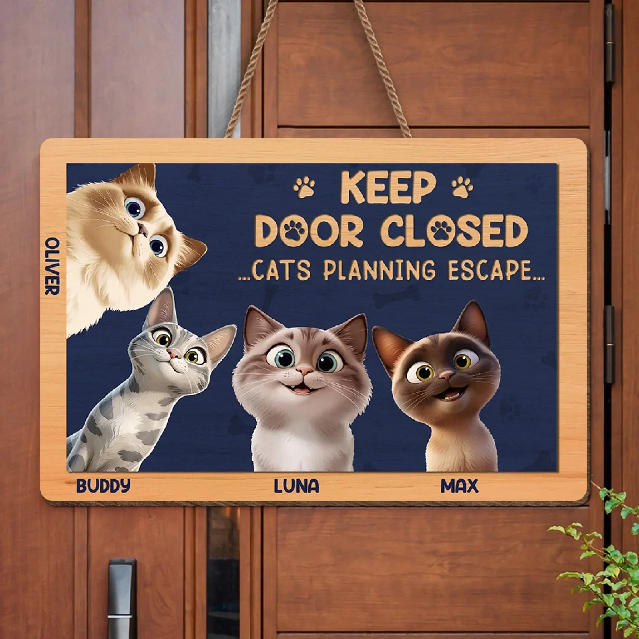 Fluffy Paws, Happy Home - Dog & Cat Personalized Custom Home Decor Wood Sign - House Warming Gift For Pet Owners, Pet Lovers - Image 3