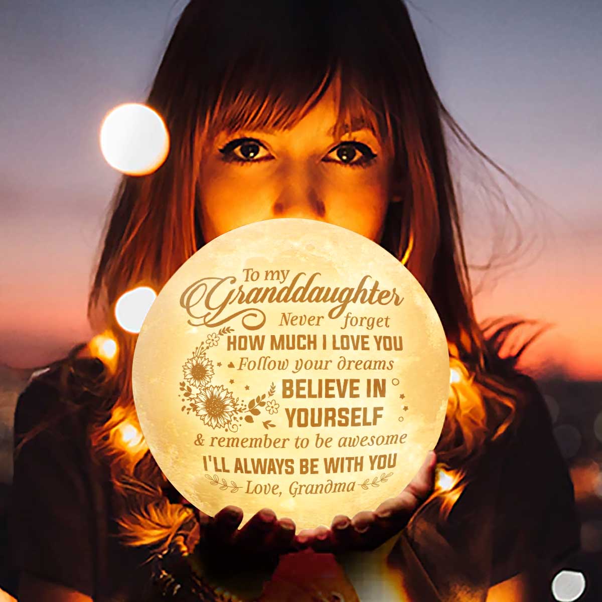 Follow Your Dreams - Moon Lamp - To My Granddaughter, Gift For Granddaughter, Granddaughter Gift From Grandma, Birthday Gift For Granddaughter, Christmas Gift - Image 3