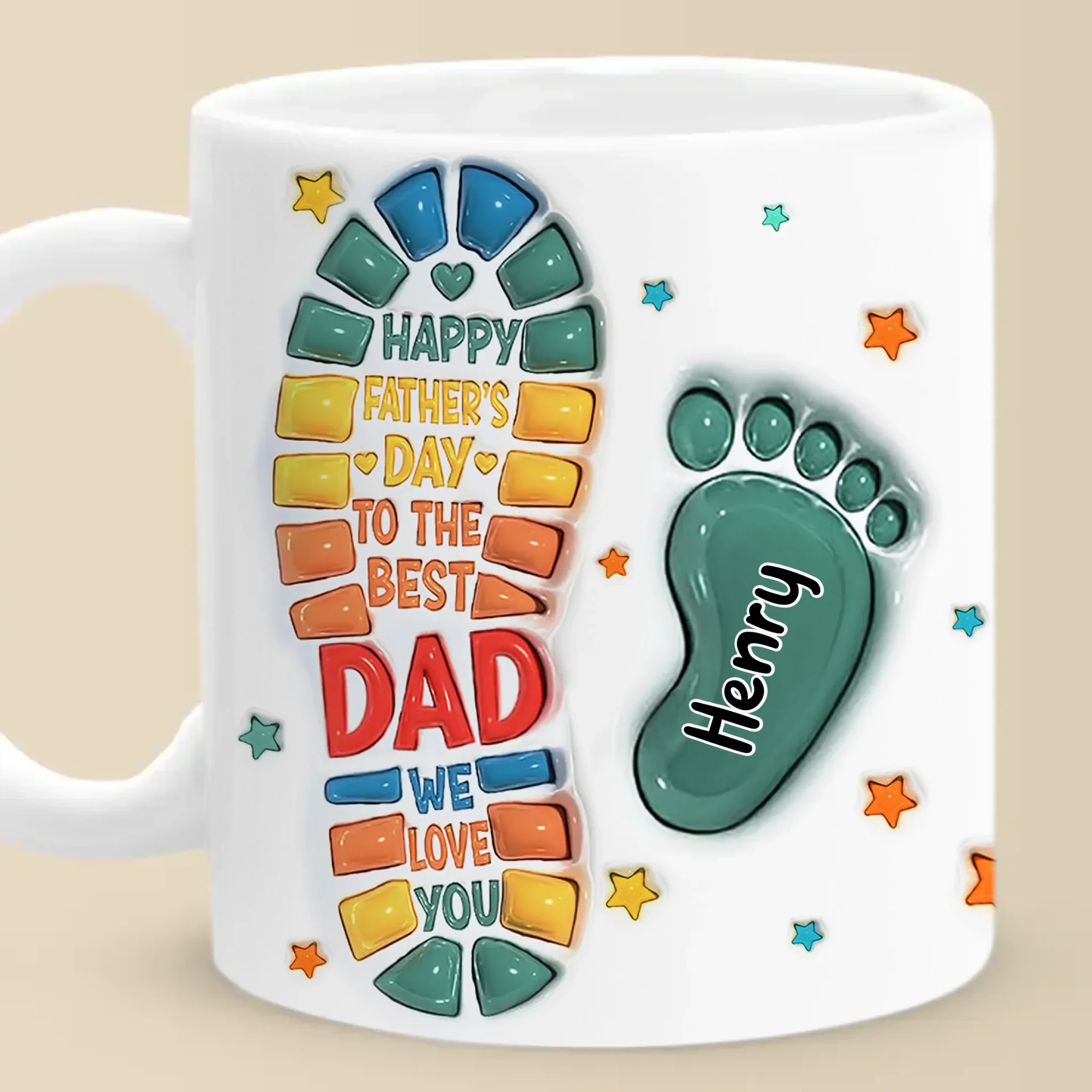 Following In Your Footsteps - Family Personalized Custom 3D Inflated Effect Printed Mug - Father's Day, Gift For Dad, Grandpa - Image 2