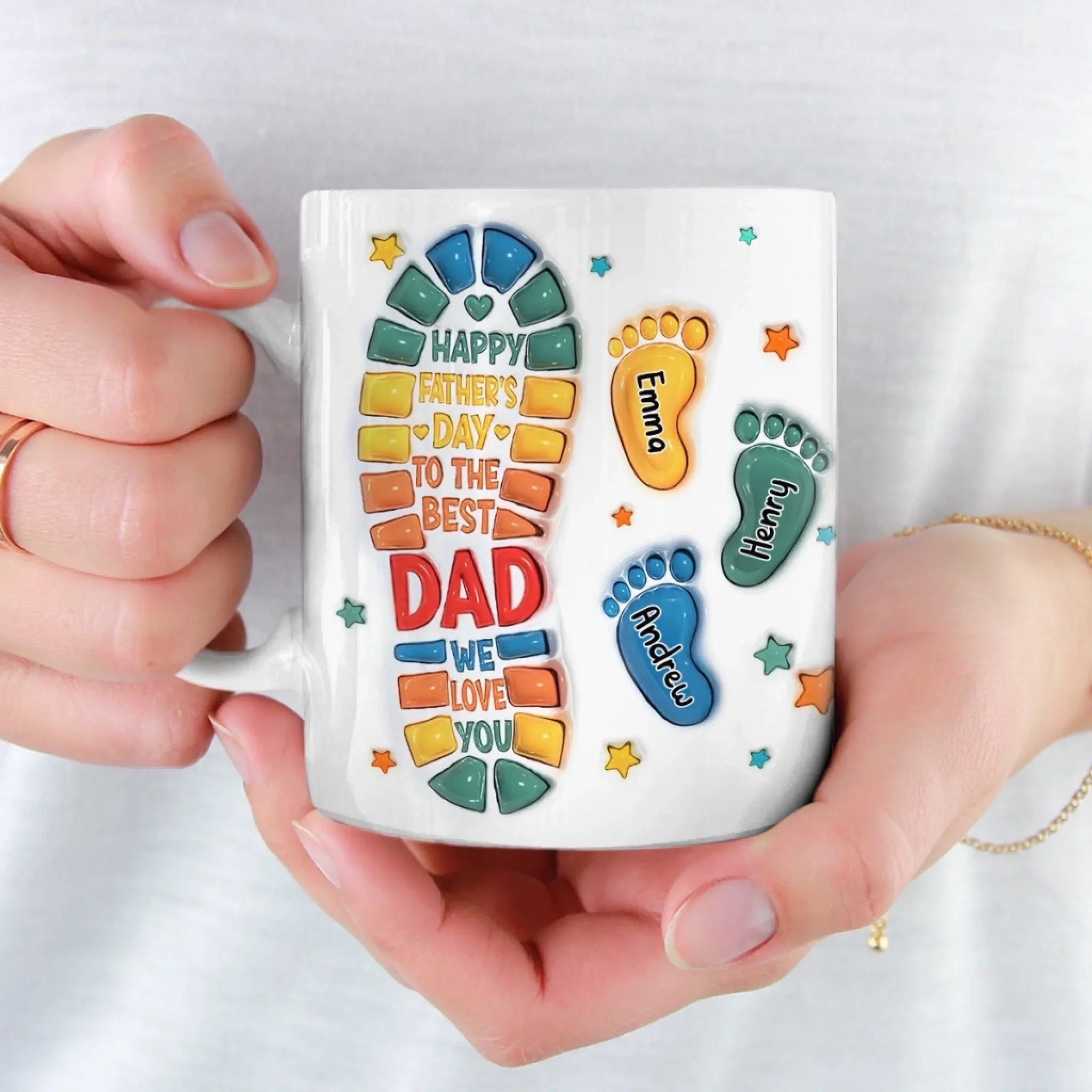 Following In Your Footsteps - Family Personalized Custom 3D Inflated Effect Printed Mug - Father's Day, Gift For Dad, Grandpa - Image 4