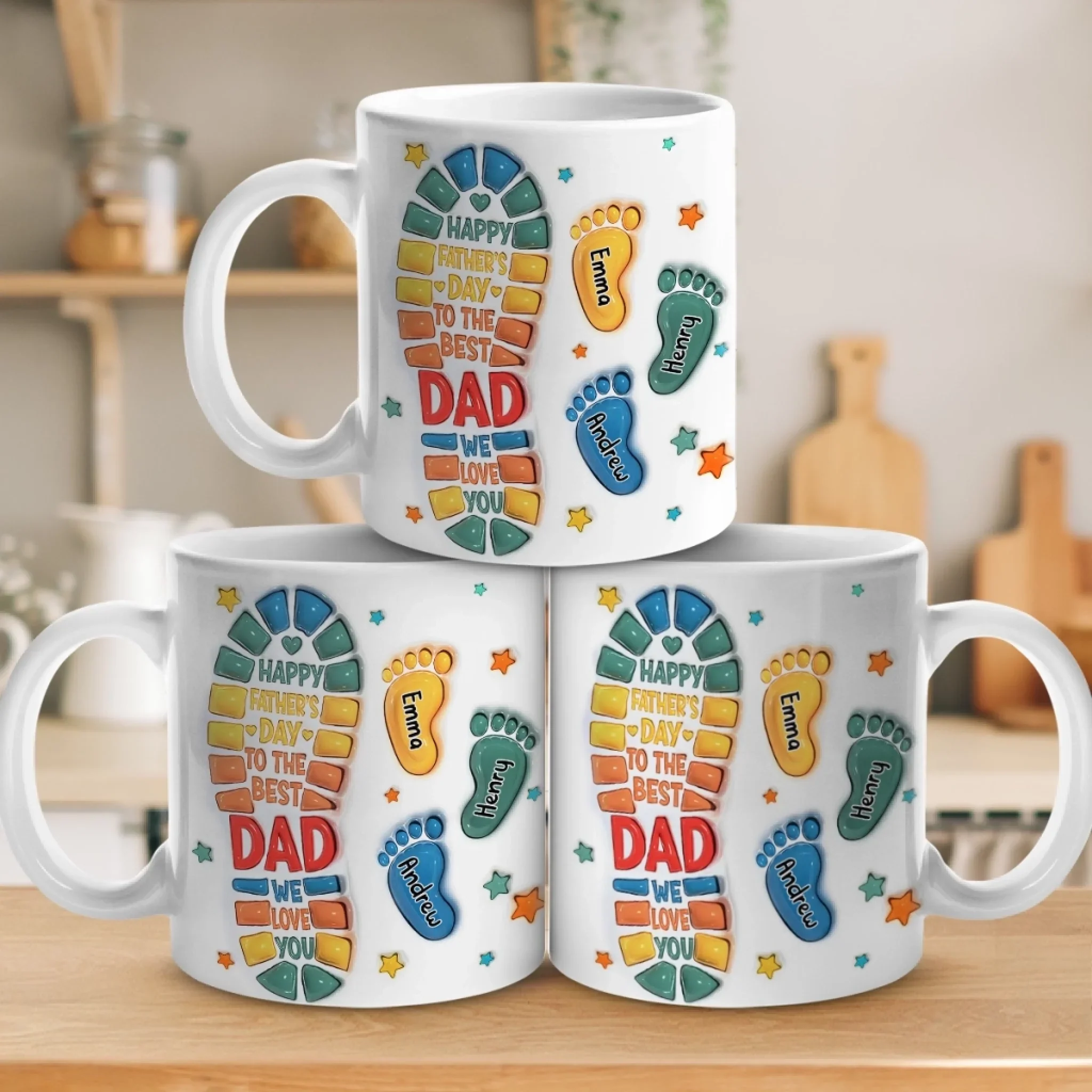 Following In Your Footsteps - Family Personalized Custom 3D Inflated Effect Printed Mug - Father's Day, Gift For Dad, Grandpa - Image 5