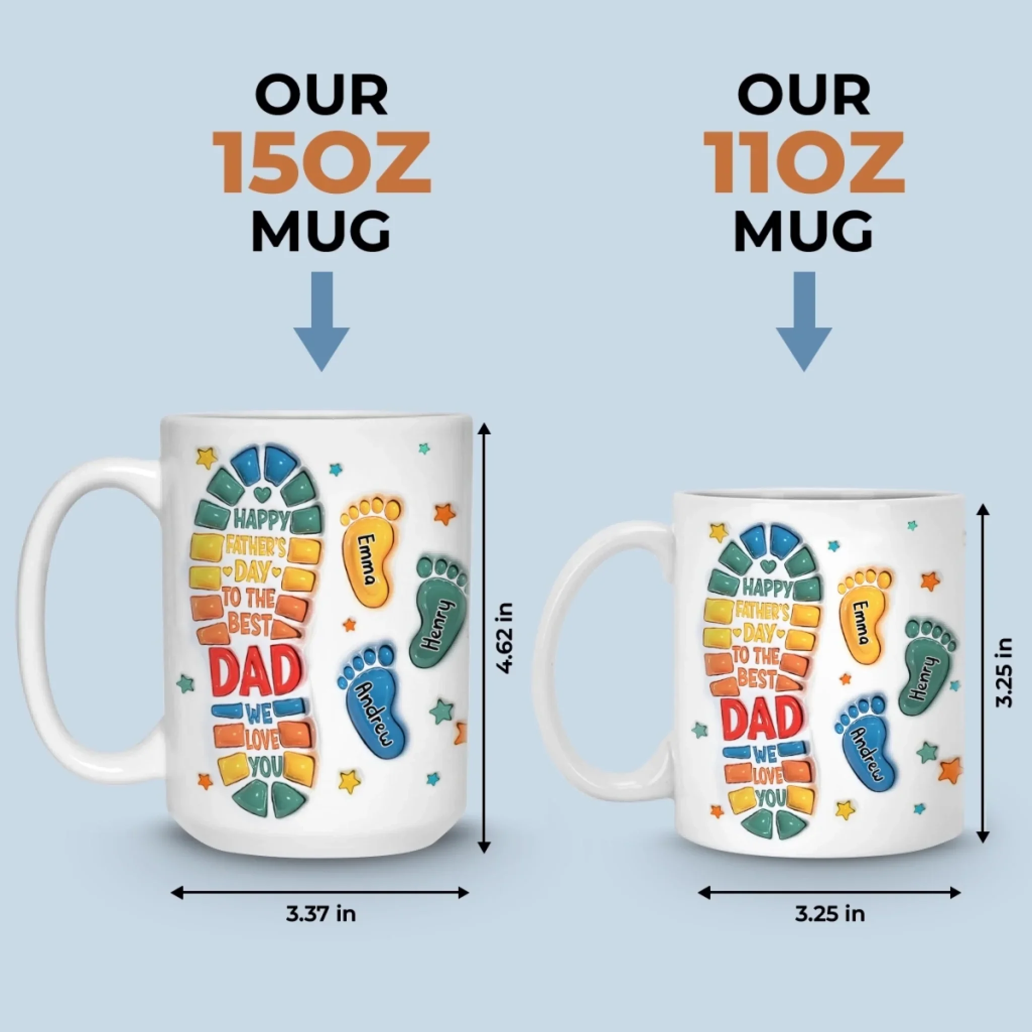 Following In Your Footsteps - Family Personalized Custom 3D Inflated Effect Printed Mug - Father's Day, Gift For Dad, Grandpa - Image 6