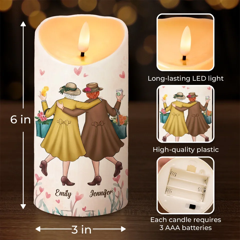 Forever And Always, My Bestie - Bestie Personalized Custom LED Candle - Christmas Gift For Best Friends, BFF, Sisters - Image 4