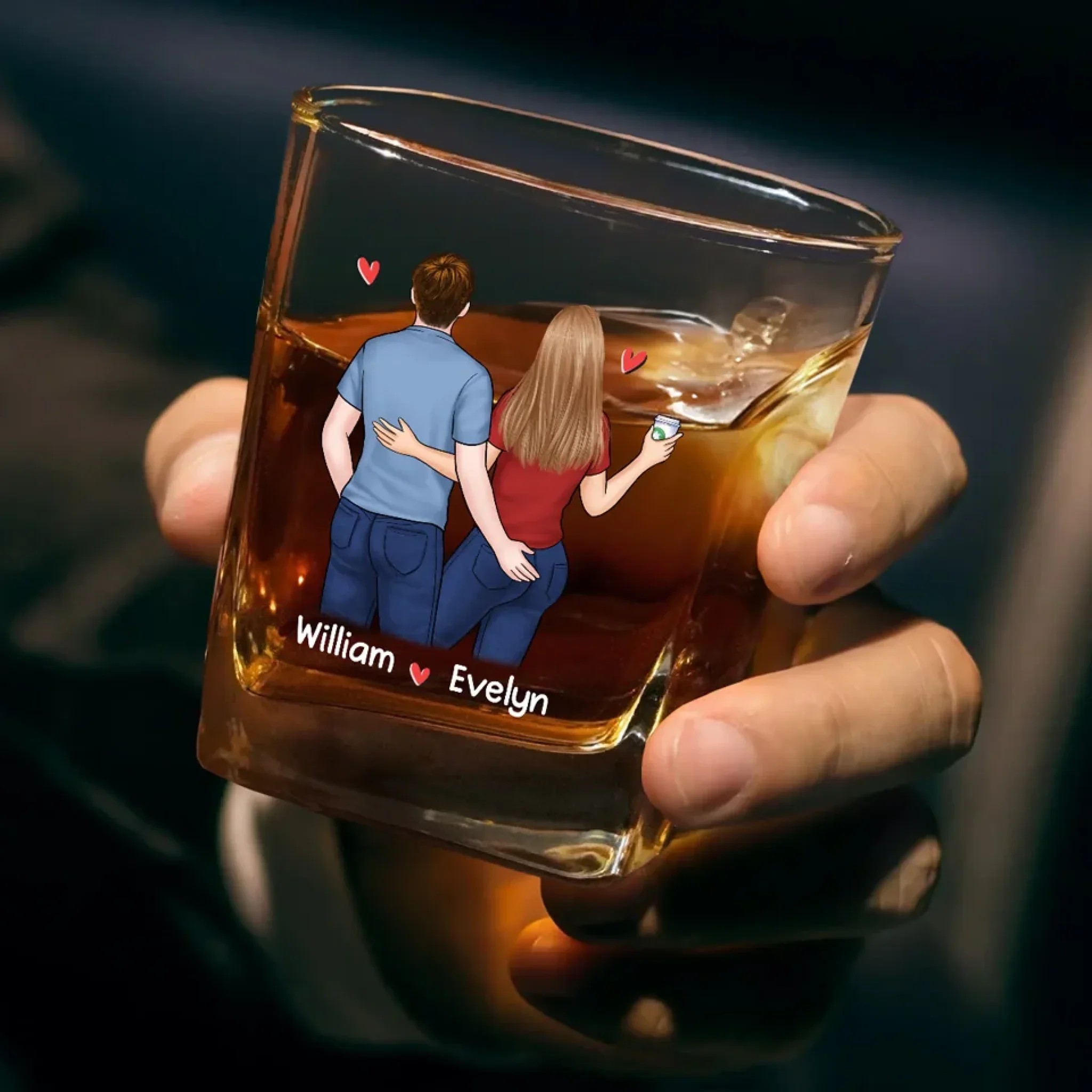 Forever Annoyingly In Love With You - Couple Personalized Custom Square Whiskey Glass - Gift For Husband Wife, Anniversary - Image 3