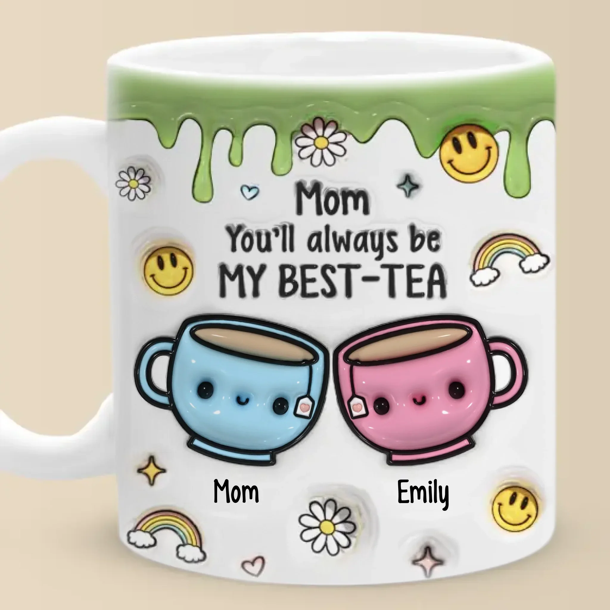Forever Connected, Always Loved - Family Personalized Custom 3D Inflated Effect Printed Mug - Gift For Mom, Daughter - Image 2