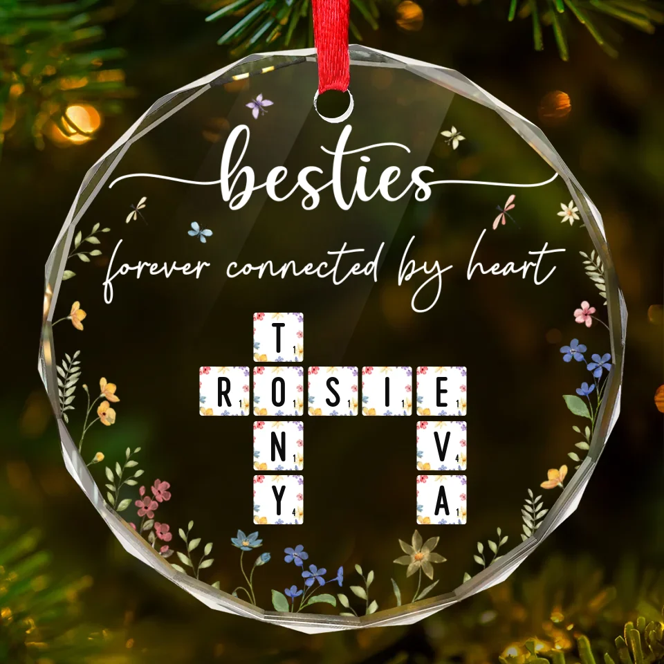 Forever Connected By Heart - Family Personalized Custom Circle Glass Ornament - Christmas Gift For Family Members, Siblings, Brothers, Sisters - Image 2