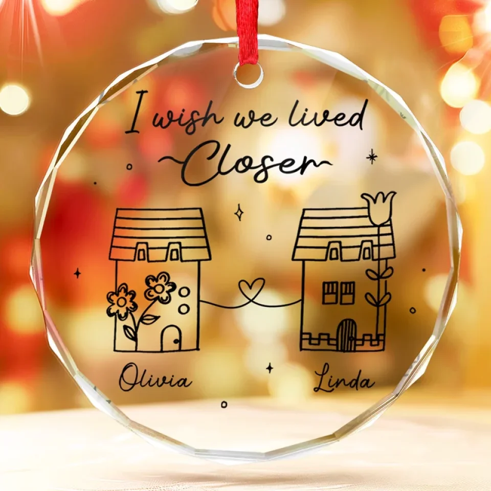 Forever Friends, No Matter Where - Bestie Personalized Custom Circle Glass Ornament - Christmas Gift For Best Friends, BFF, Sisters - Image 3