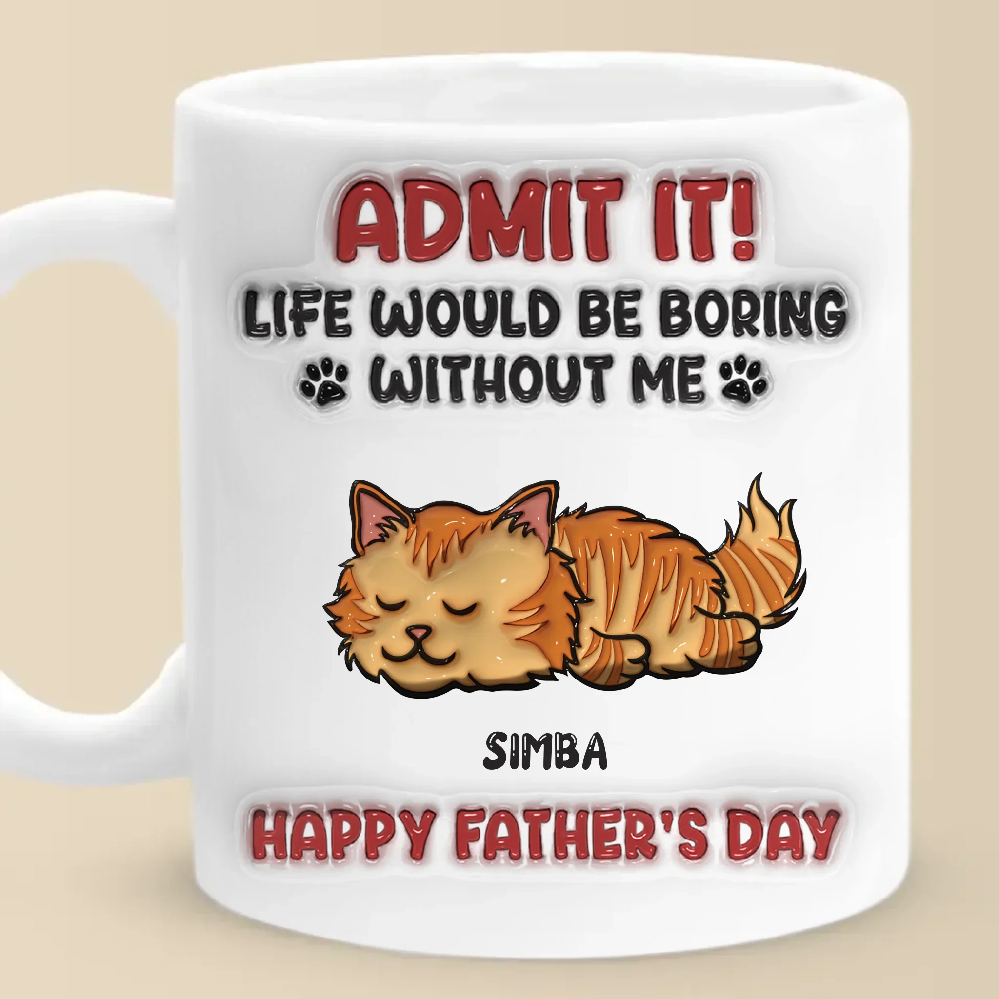 Forever Grateful To Call You Mine - Cat Personalized Custom 3D Inflated Effect Printed Mug - Father's Day,  Gift For Dad, Pet Owners, Pet Lovers - Image 3