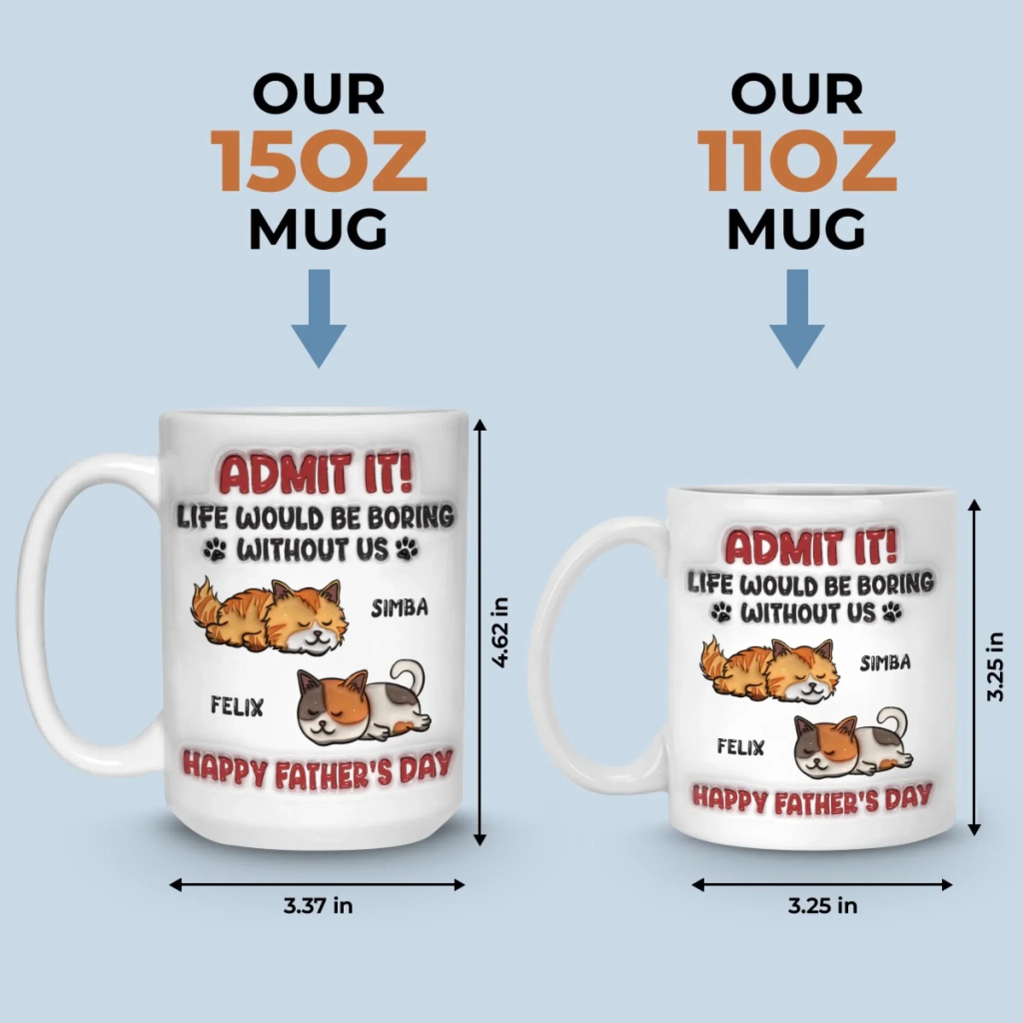 Forever Grateful To Call You Mine - Cat Personalized Custom 3D Inflated Effect Printed Mug - Father's Day,  Gift For Dad, Pet Owners, Pet Lovers - Image 6