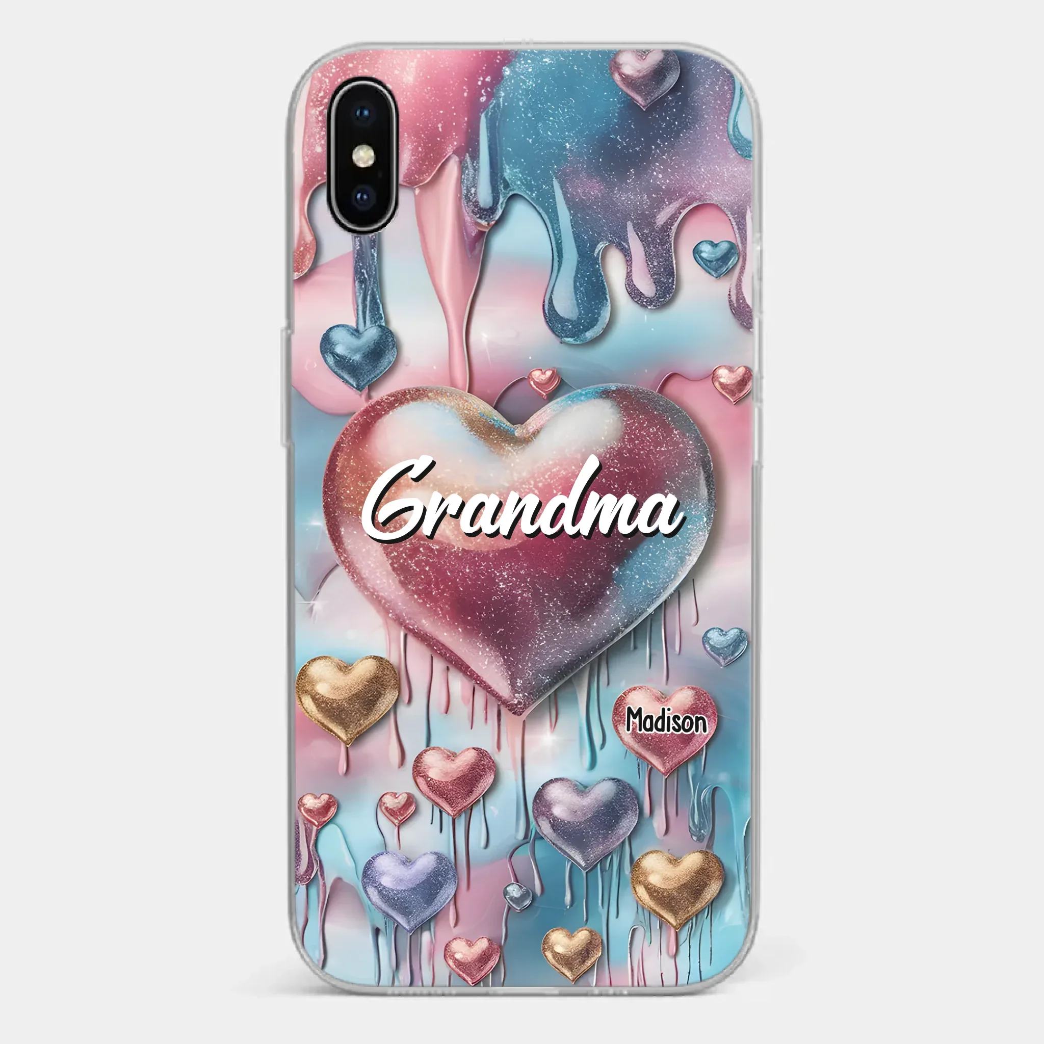 Forever In Grandmother's Heart - Family Personalized Custom 3D Inflated Effect Printed Clear Phone Case - Gift For Mom, Grandma - Image 24