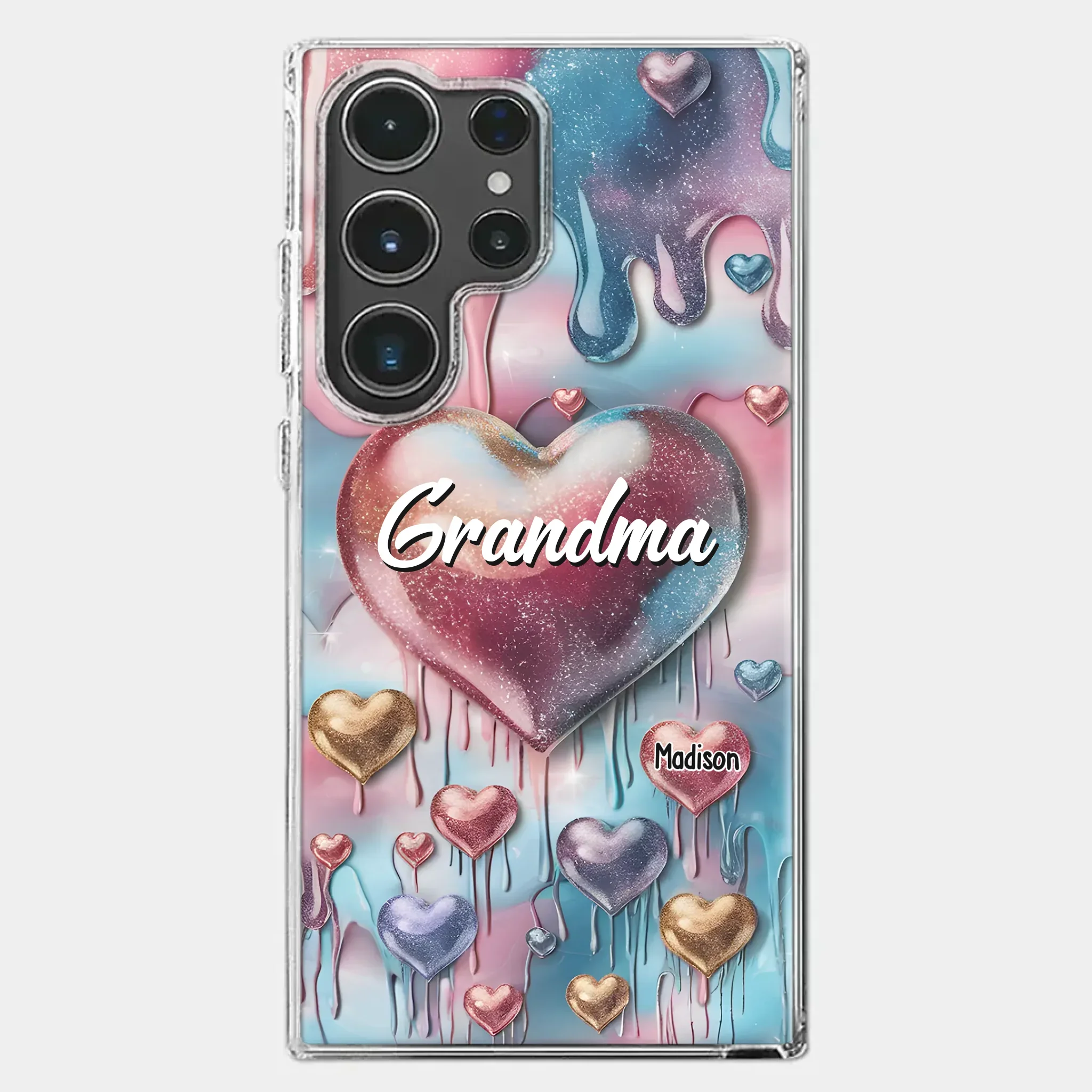 Forever In Grandmother's Heart - Family Personalized Custom 3D Inflated Effect Printed Clear Phone Case - Gift For Mom, Grandma - Image 46