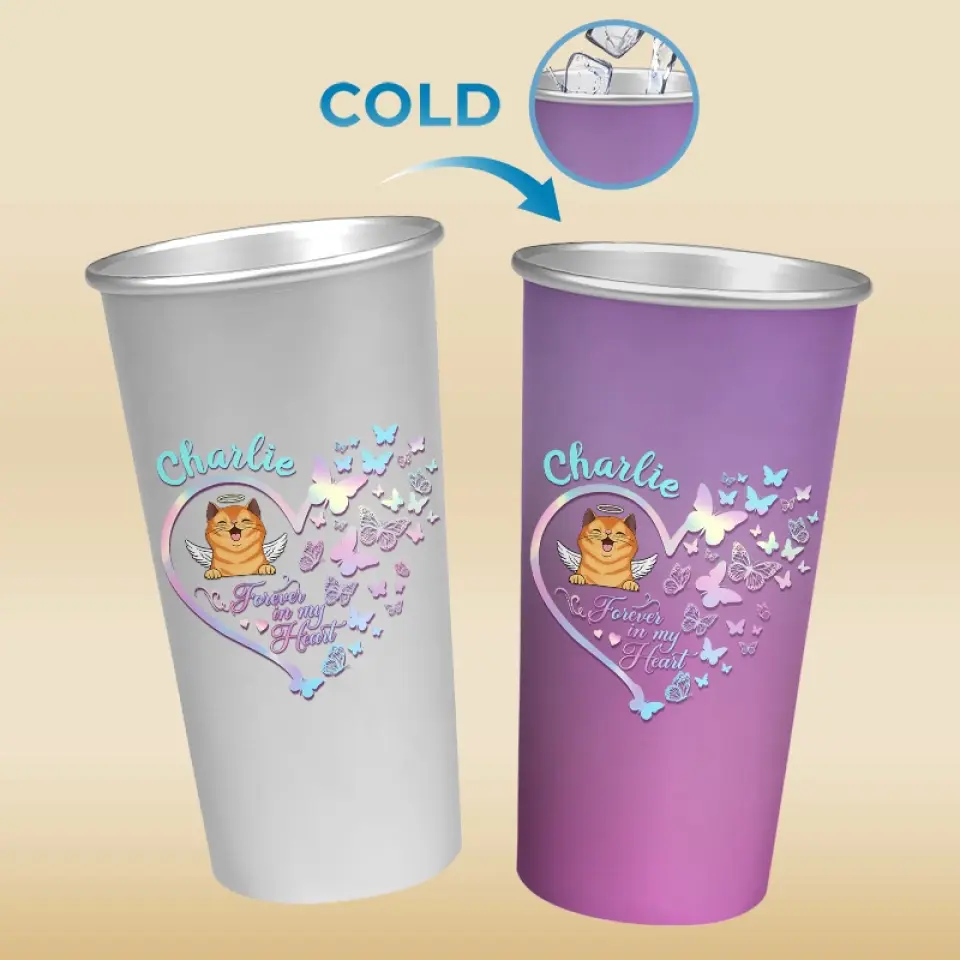 Forever In Our Heart - Memorial Personalized Custom Aluminum Changing Color Cup - Sympathy Gift For Pet Owners, Pet Lovers - Image 4