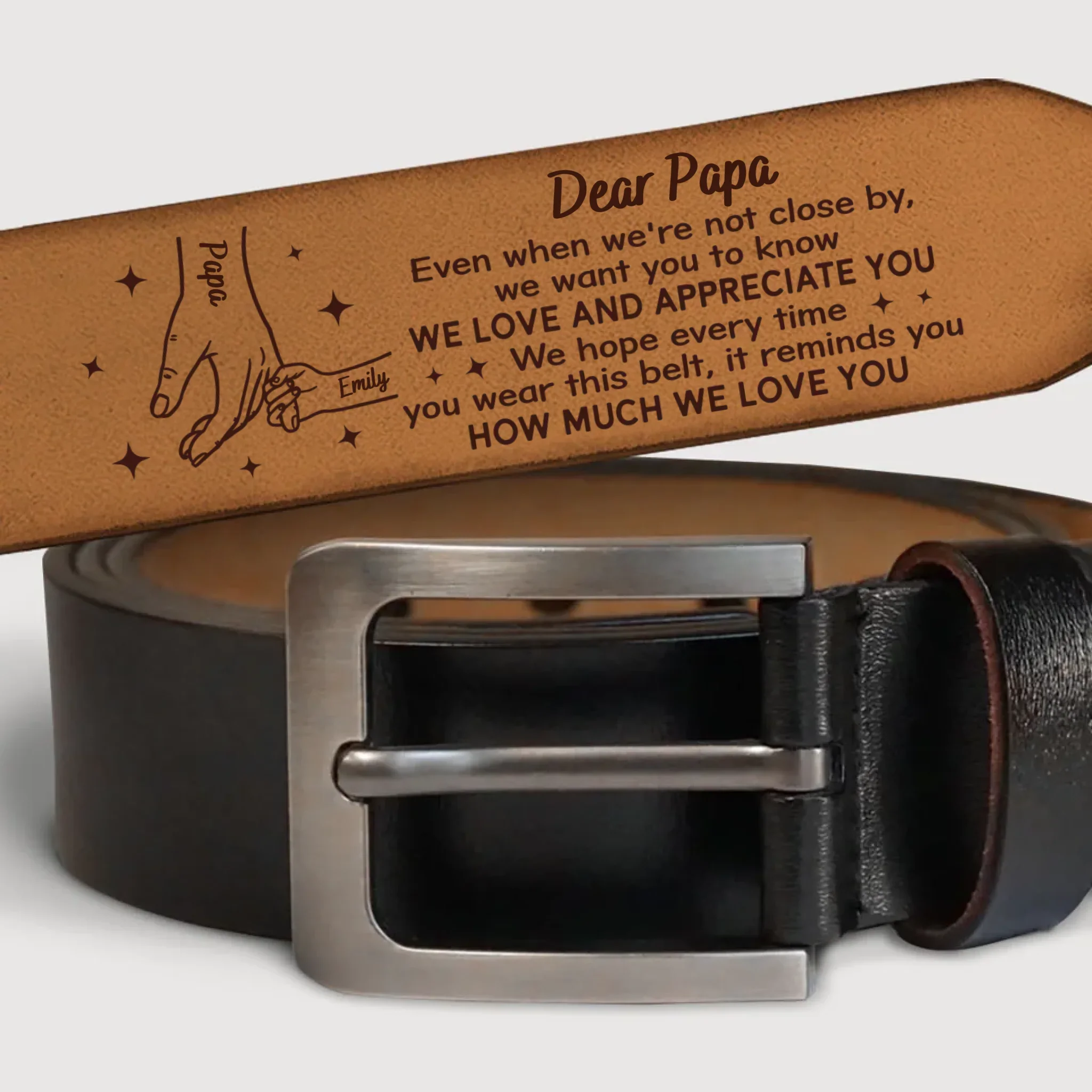 Forever Loved, Always Appreciated - Family Personalized Custom Engraved Leather Belt - Father's Day, Gift For Dad, Grandpa - Image 3