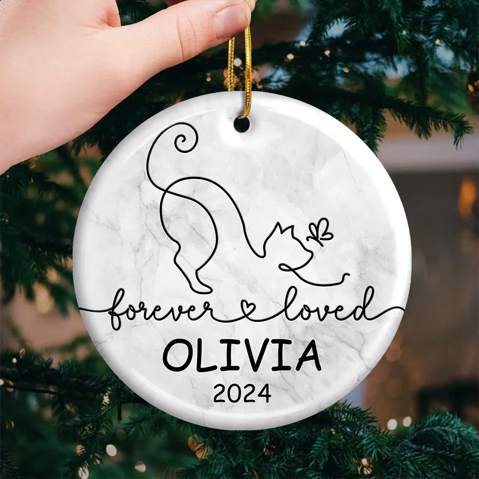Forever Loved - Memorial Personalized Custom Ornament - Ceramic Round Shaped - Sympathy Gift, Christmas Gift For Pet Owners, Pet Lovers - Image 3
