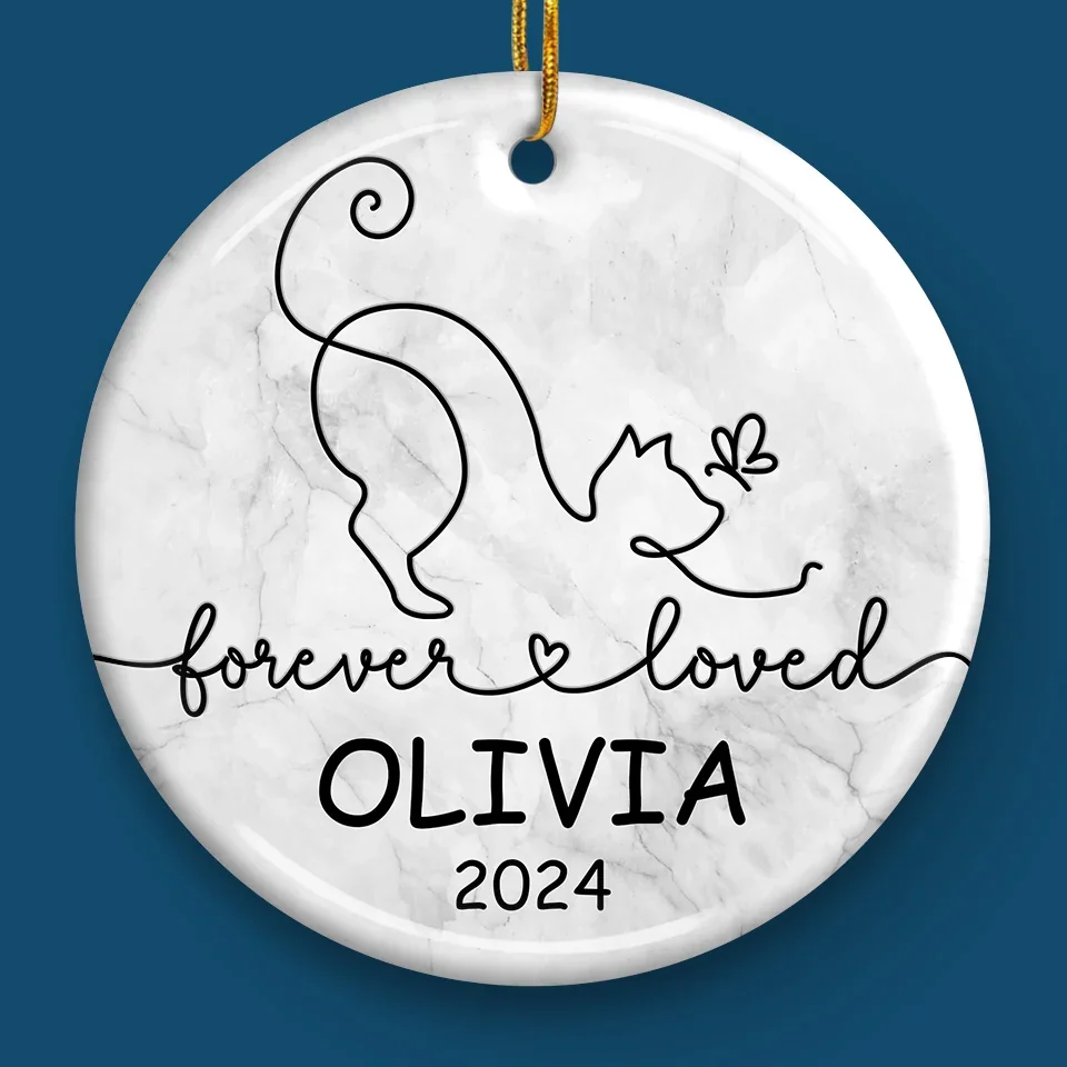 Forever Loved - Memorial Personalized Custom Ornament - Ceramic Round Shaped - Sympathy Gift, Christmas Gift For Pet Owners, Pet Lovers - Image 4
