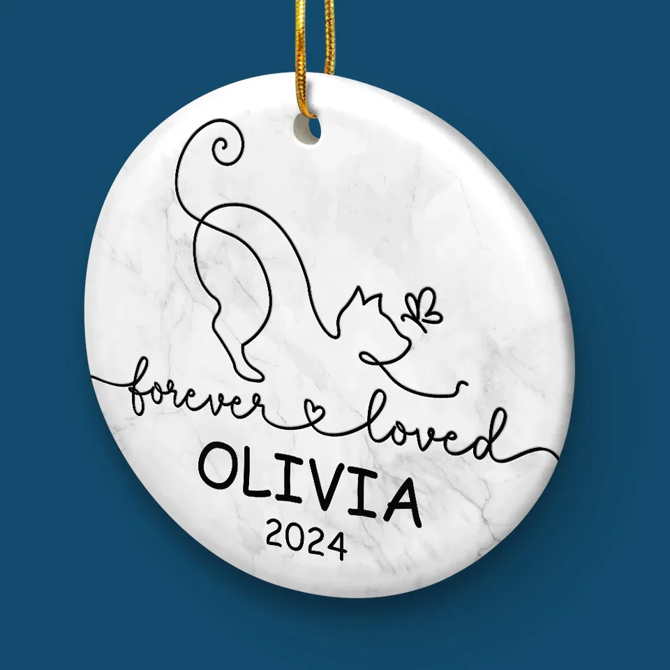 Forever Loved - Memorial Personalized Custom Ornament - Ceramic Round Shaped - Sympathy Gift, Christmas Gift For Pet Owners, Pet Lovers - Image 5