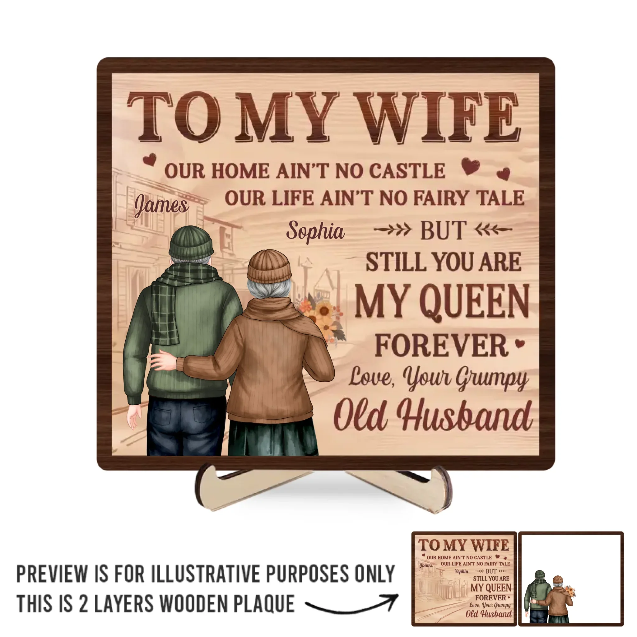Forever My Always - Couple Personalized Custom 2-Layered Wooden Plaque With Stand - Gift For Husband Wife, Anniversary - Image 2