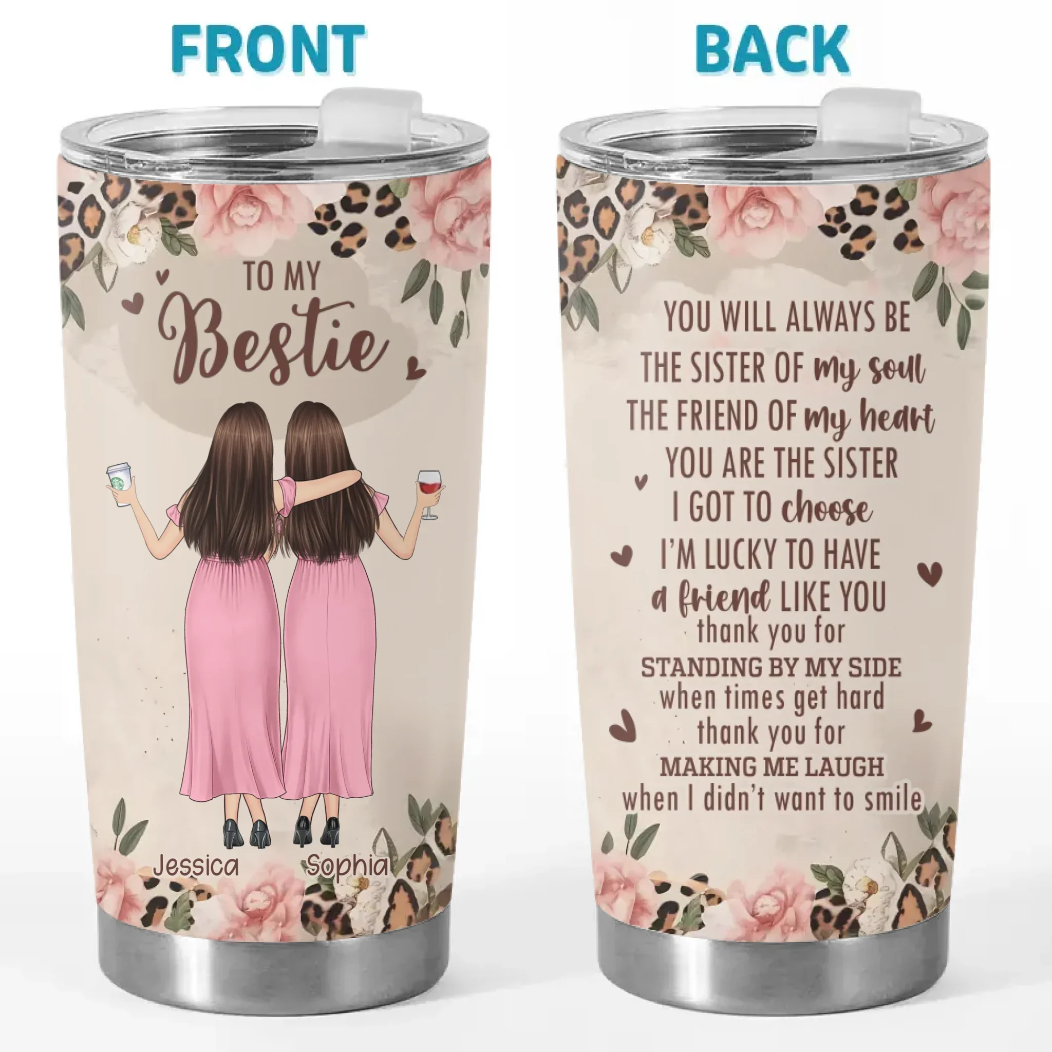 Forever My Favorite Human - Bestie Personalized Custom Tumbler -  Gift For Best Friends, BFF, Sisters - Image 2