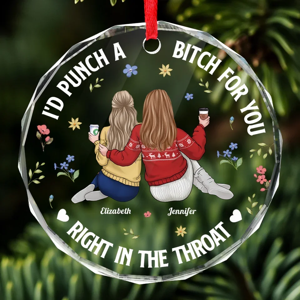 Forever My Favorite Person - Bestie Personalized Custom Circle Glass Ornament - Christmas Gift For Best Friends, BFF, Sisters - Image 3