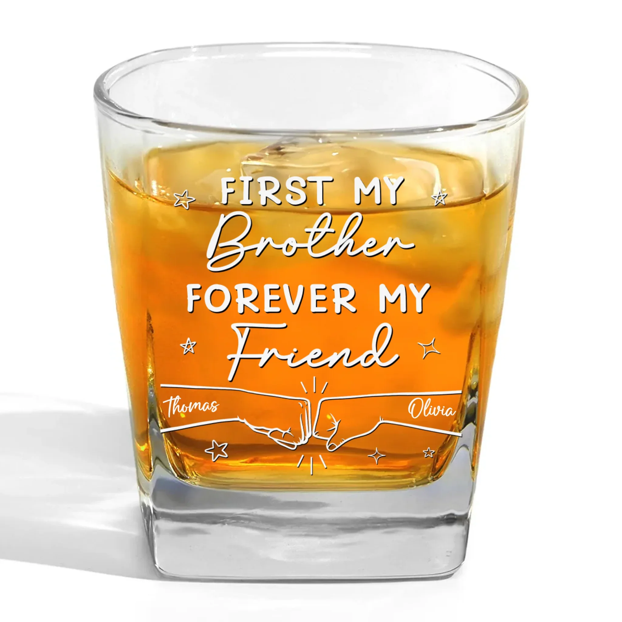 Forever My Friend - Family Personalized Custom Square Whiskey Glass - Gift For Family Members - Image 2