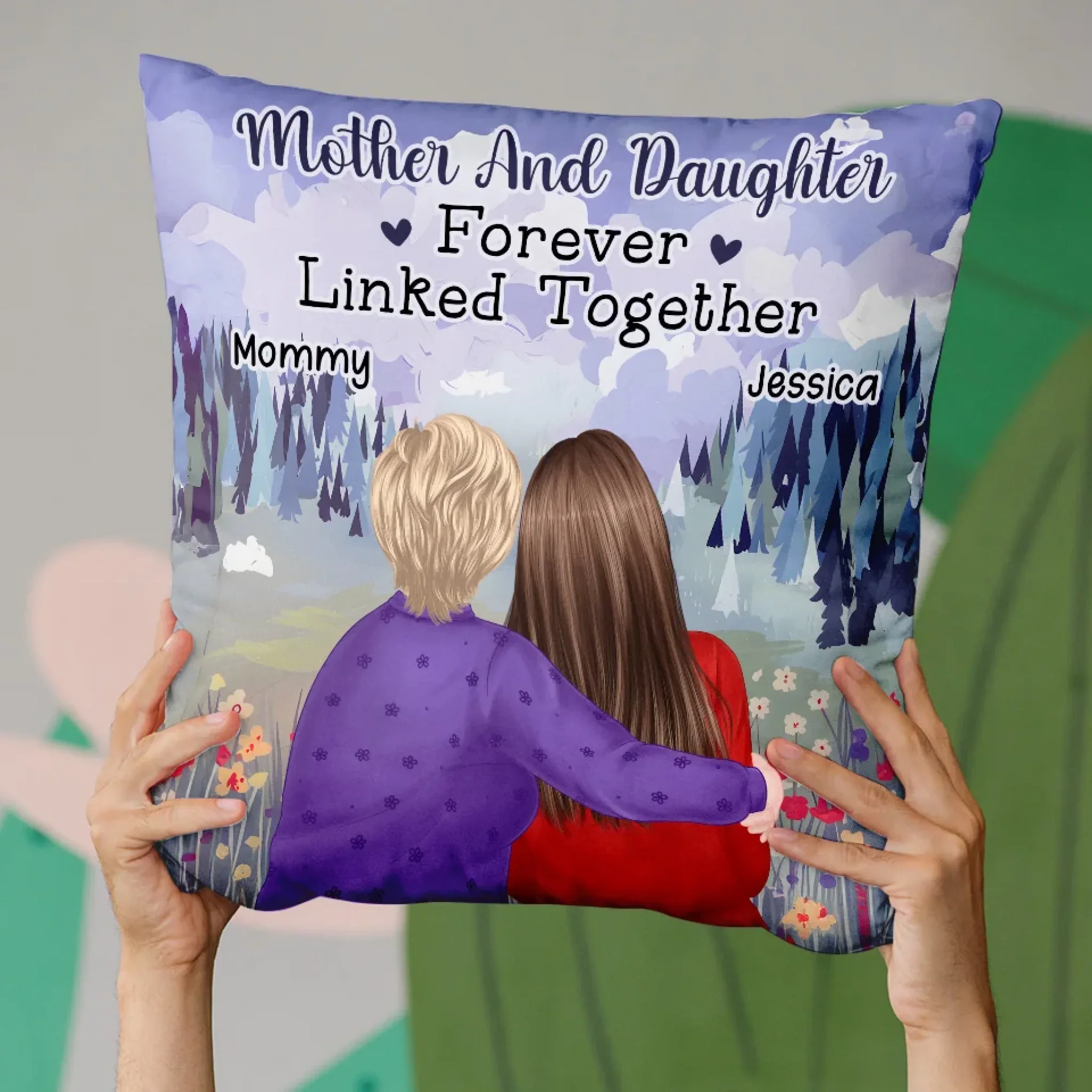 Forever Tied By Unconditional Love - Family Personalized Custom Pillow - Gift For Mom, Daughter - Image 4