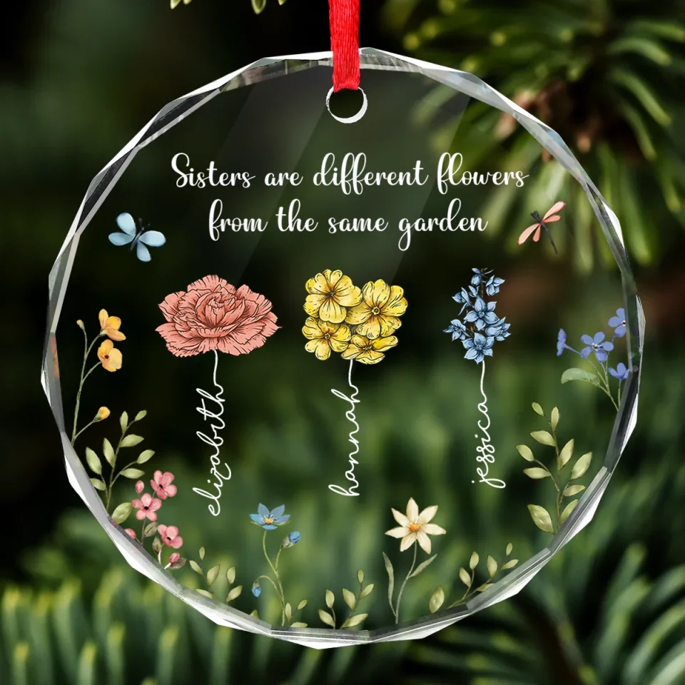 Forever Young Sisters - Bestie Personalized Custom Circle Glass Ornament - Christmas Gift For Best Friends, BFF, Sisters - Image 3