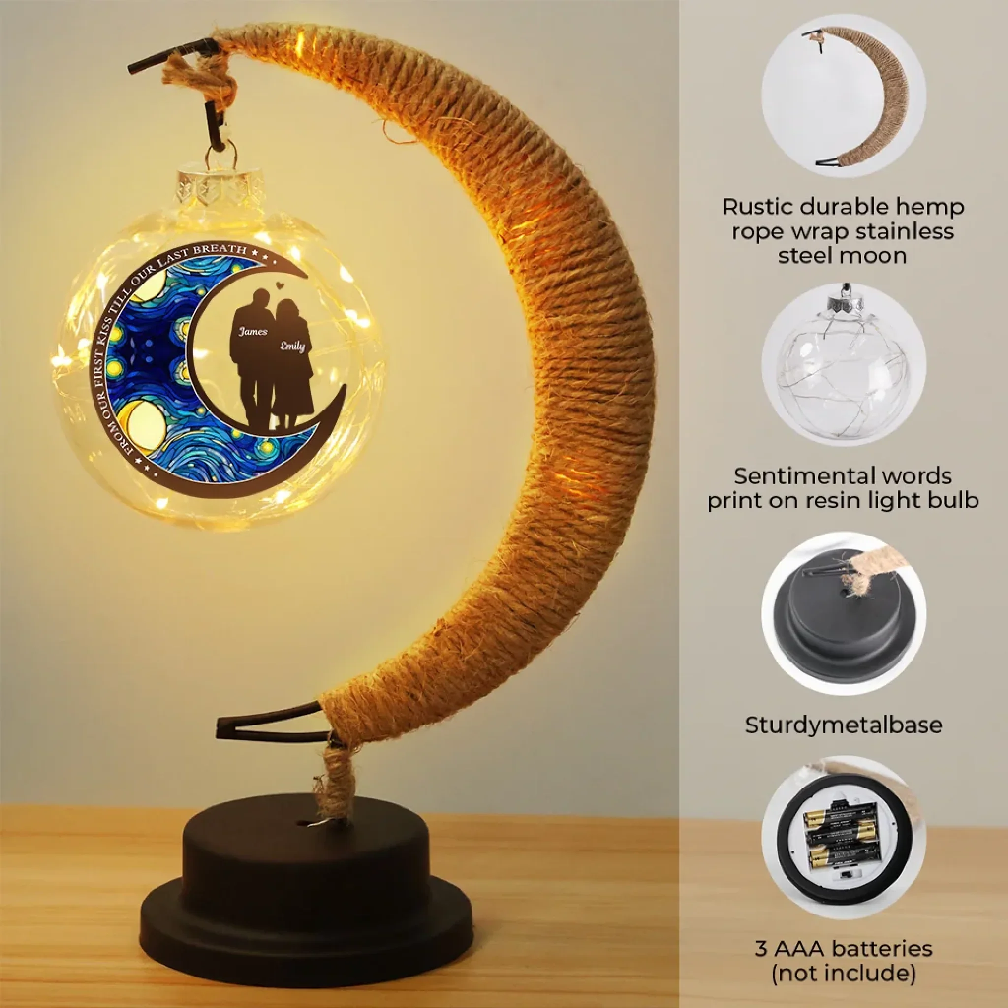Forever Yours, In This Life And Beyond - Couple Personalized Custom Moon Lamp Light - Gift For Husband Wife, Anniversary - Image 4
