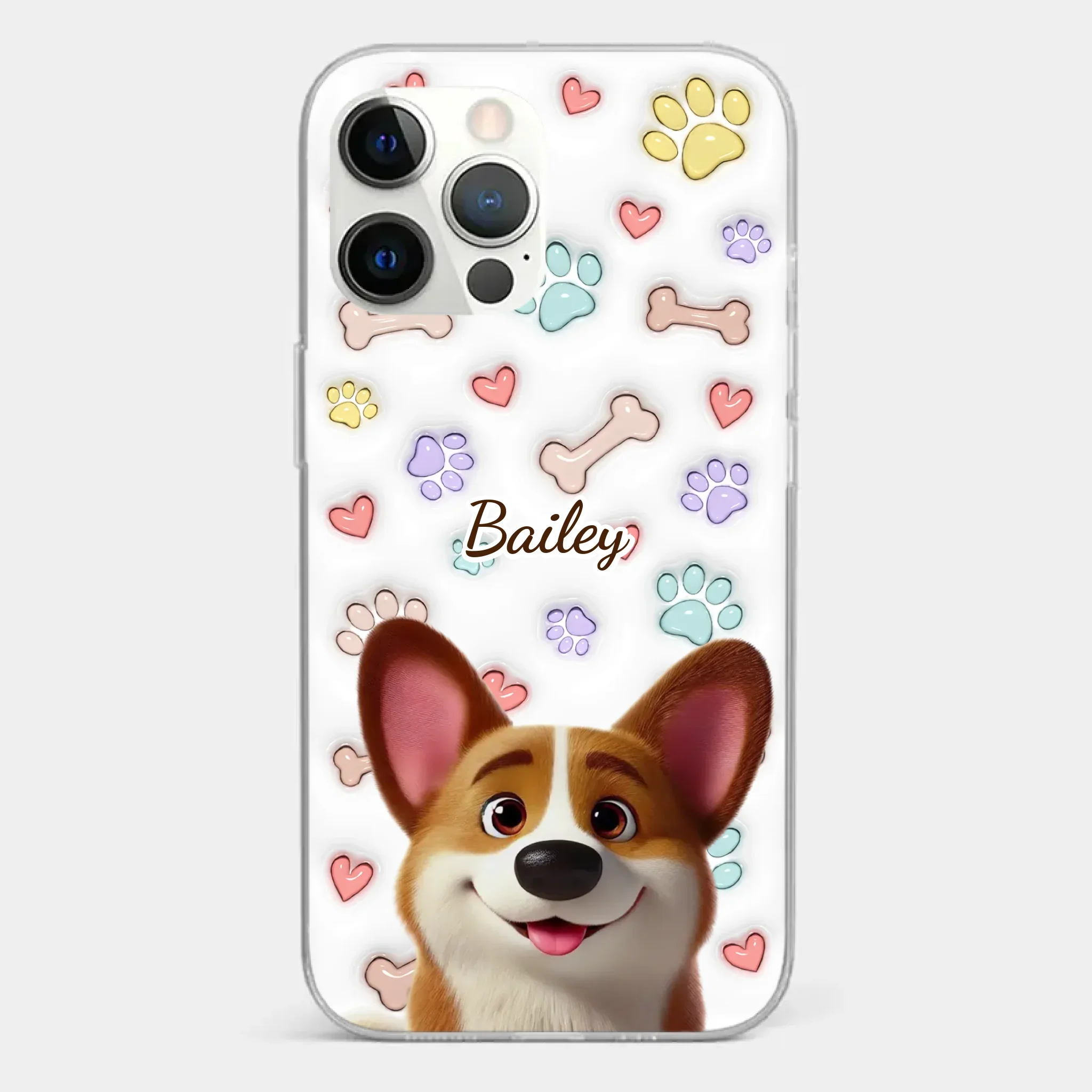 Four Paws, One Heart - Dog Personalized Custom 3D Inflated Effect Printed Clear Phone Case - Gift For Pet Owners, Pet Lovers - Image 11