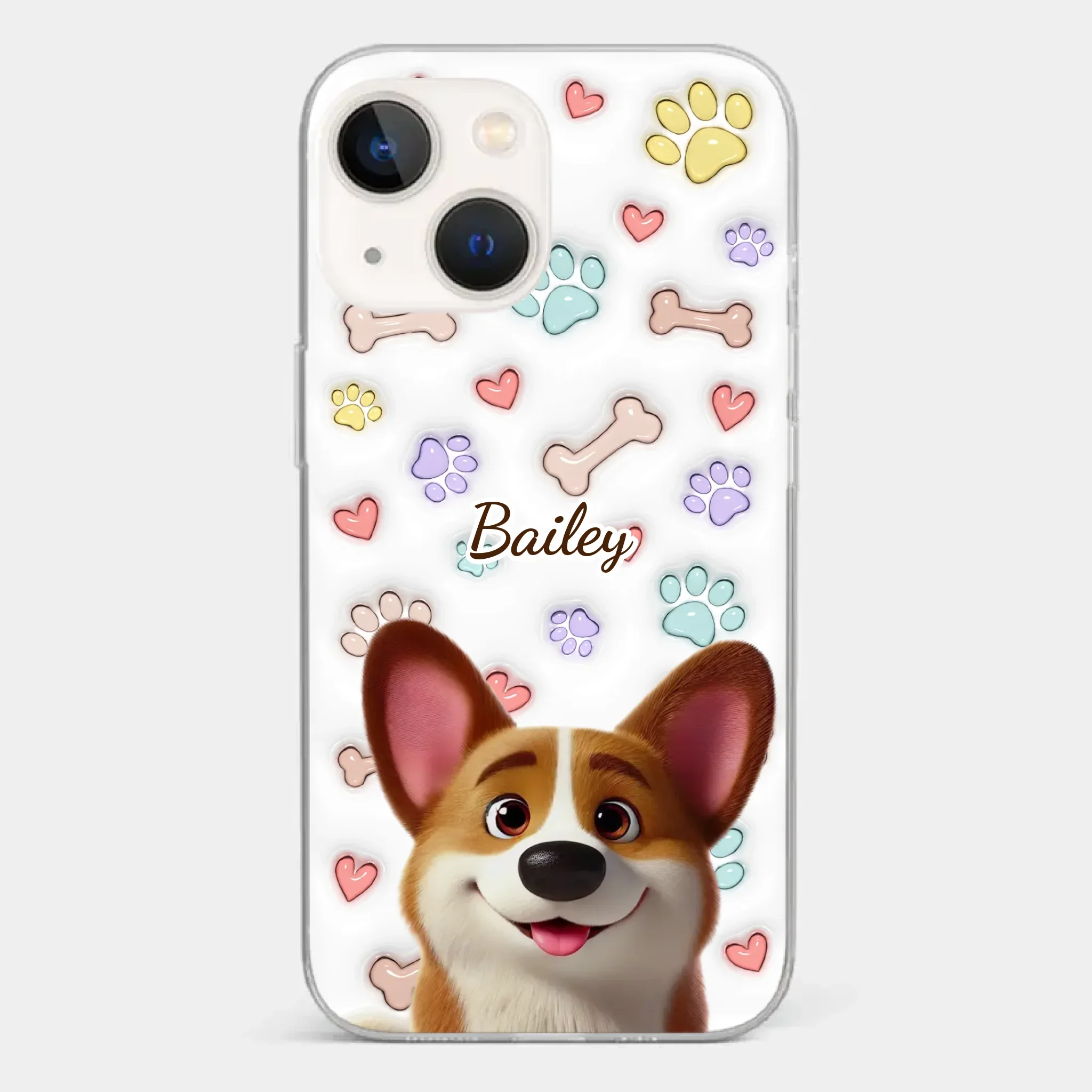 Four Paws, One Heart - Dog Personalized Custom 3D Inflated Effect Printed Clear Phone Case - Gift For Pet Owners, Pet Lovers - Image 13