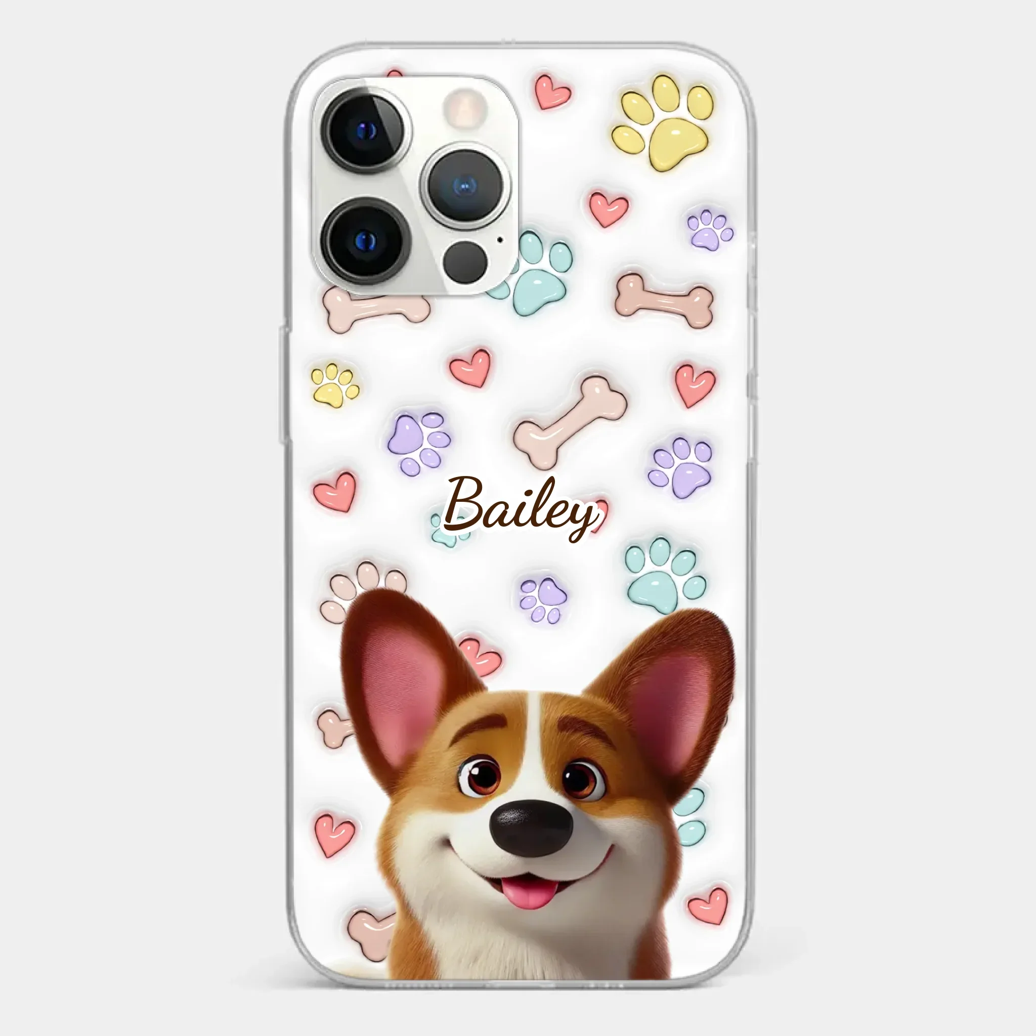 Four Paws, One Heart - Dog Personalized Custom 3D Inflated Effect Printed Clear Phone Case - Gift For Pet Owners, Pet Lovers - Image 16