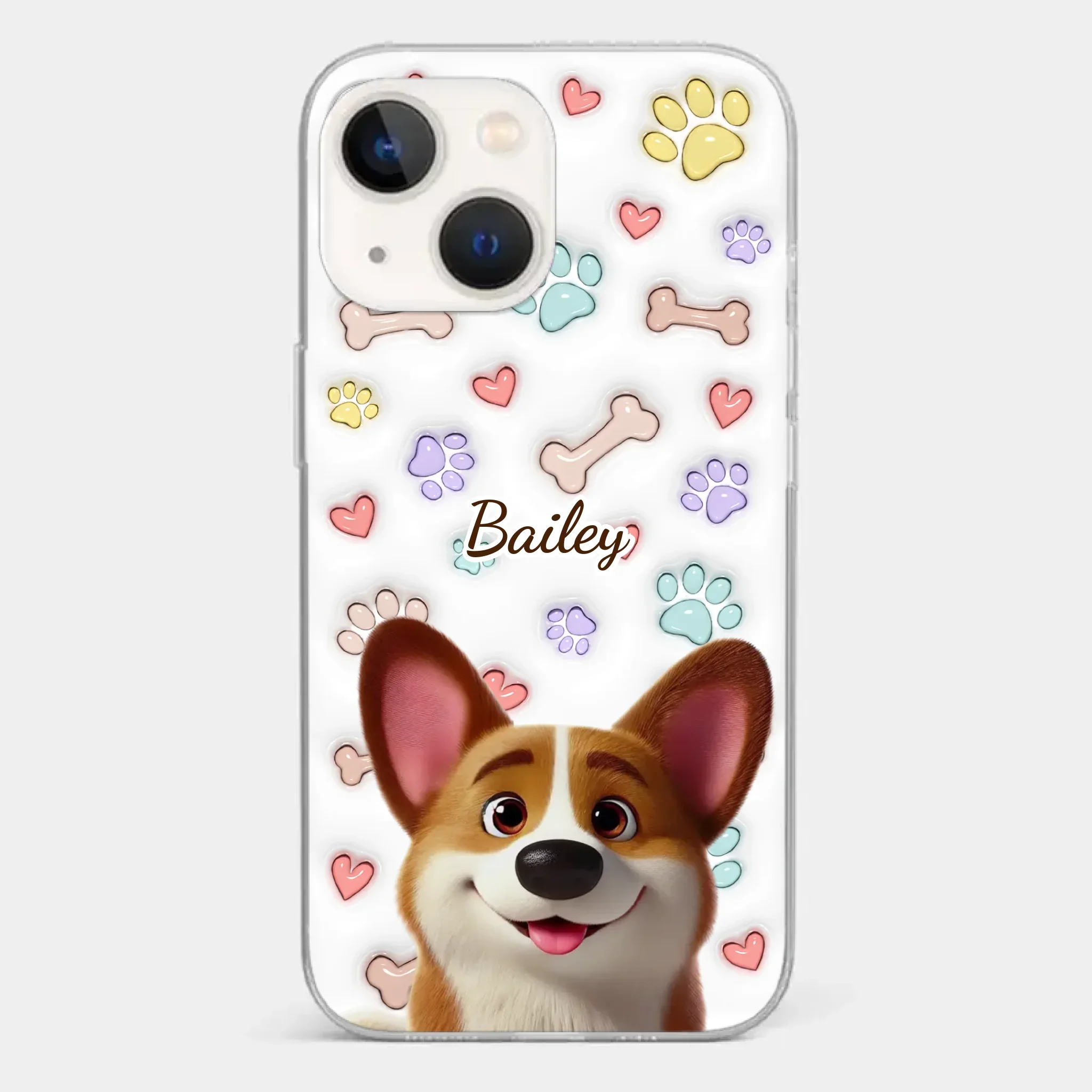 Four Paws, One Heart - Dog Personalized Custom 3D Inflated Effect Printed Clear Phone Case - Gift For Pet Owners, Pet Lovers - Image 18