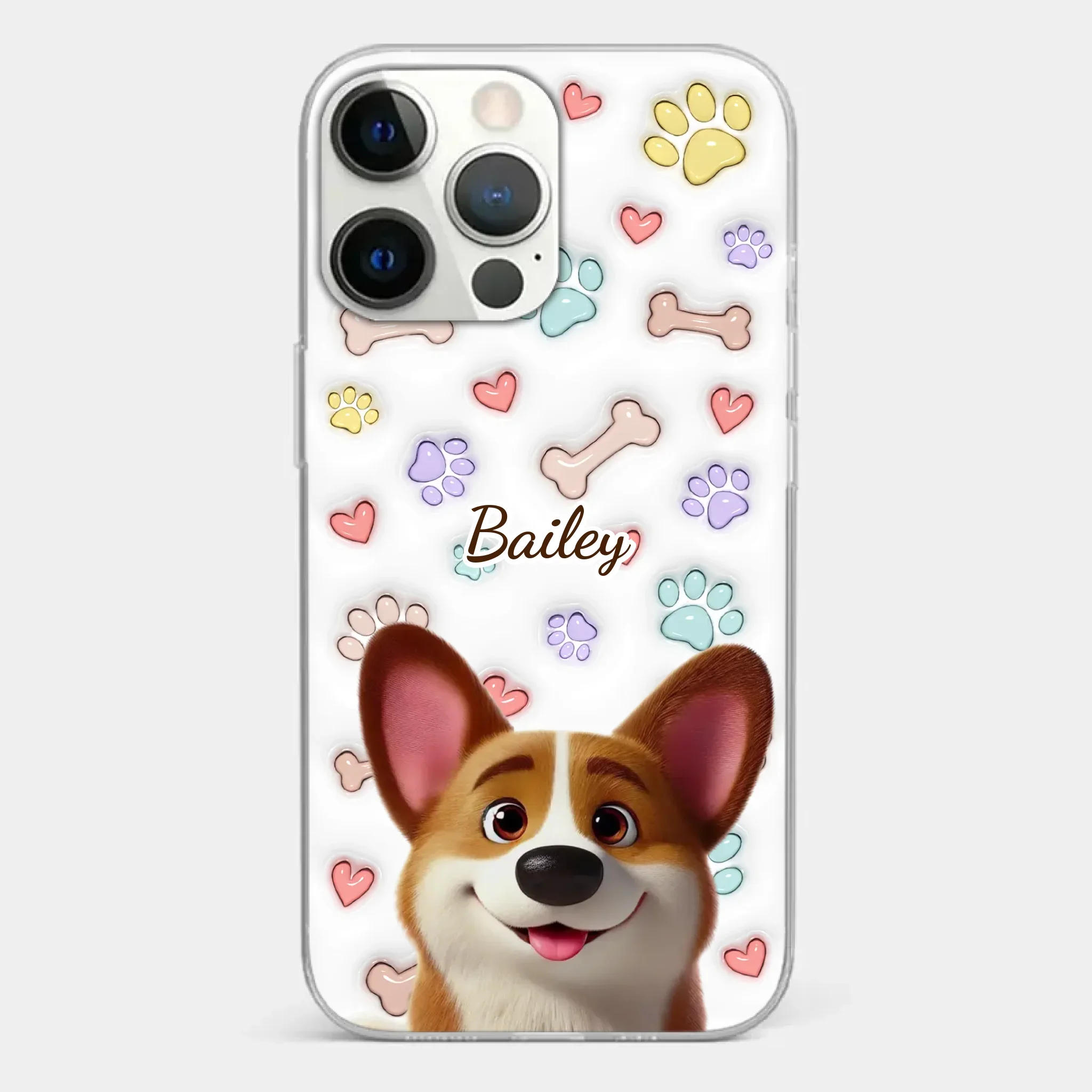 Four Paws, One Heart - Dog Personalized Custom 3D Inflated Effect Printed Clear Phone Case - Gift For Pet Owners, Pet Lovers - Image 20