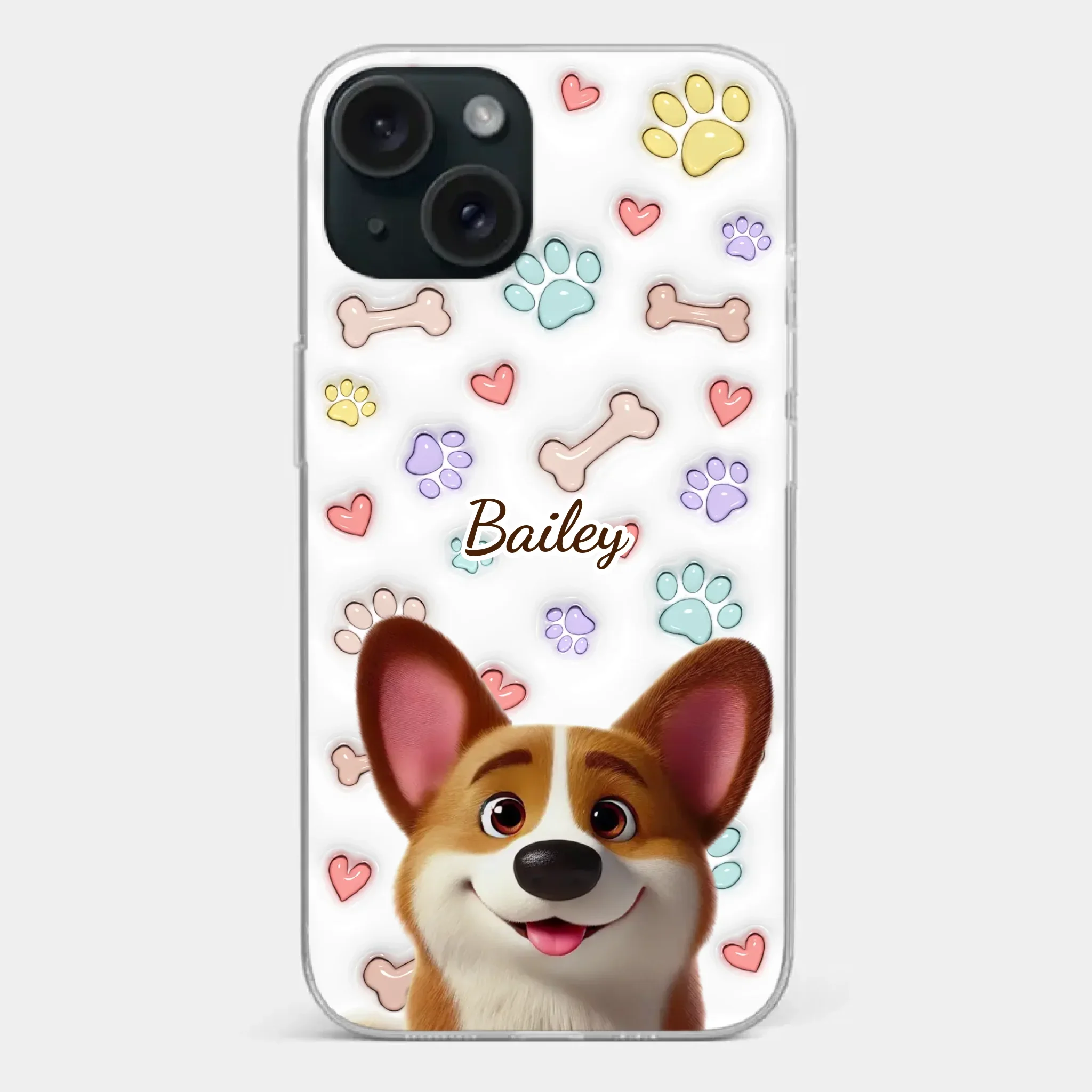 Four Paws, One Heart - Dog Personalized Custom 3D Inflated Effect Printed Clear Phone Case - Gift For Pet Owners, Pet Lovers - Image 21
