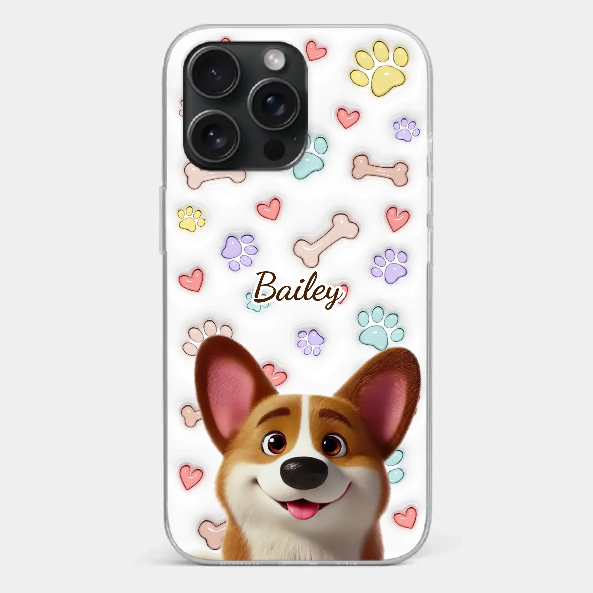 Four Paws, One Heart - Dog Personalized Custom 3D Inflated Effect Printed Clear Phone Case - Gift For Pet Owners, Pet Lovers - Image 22