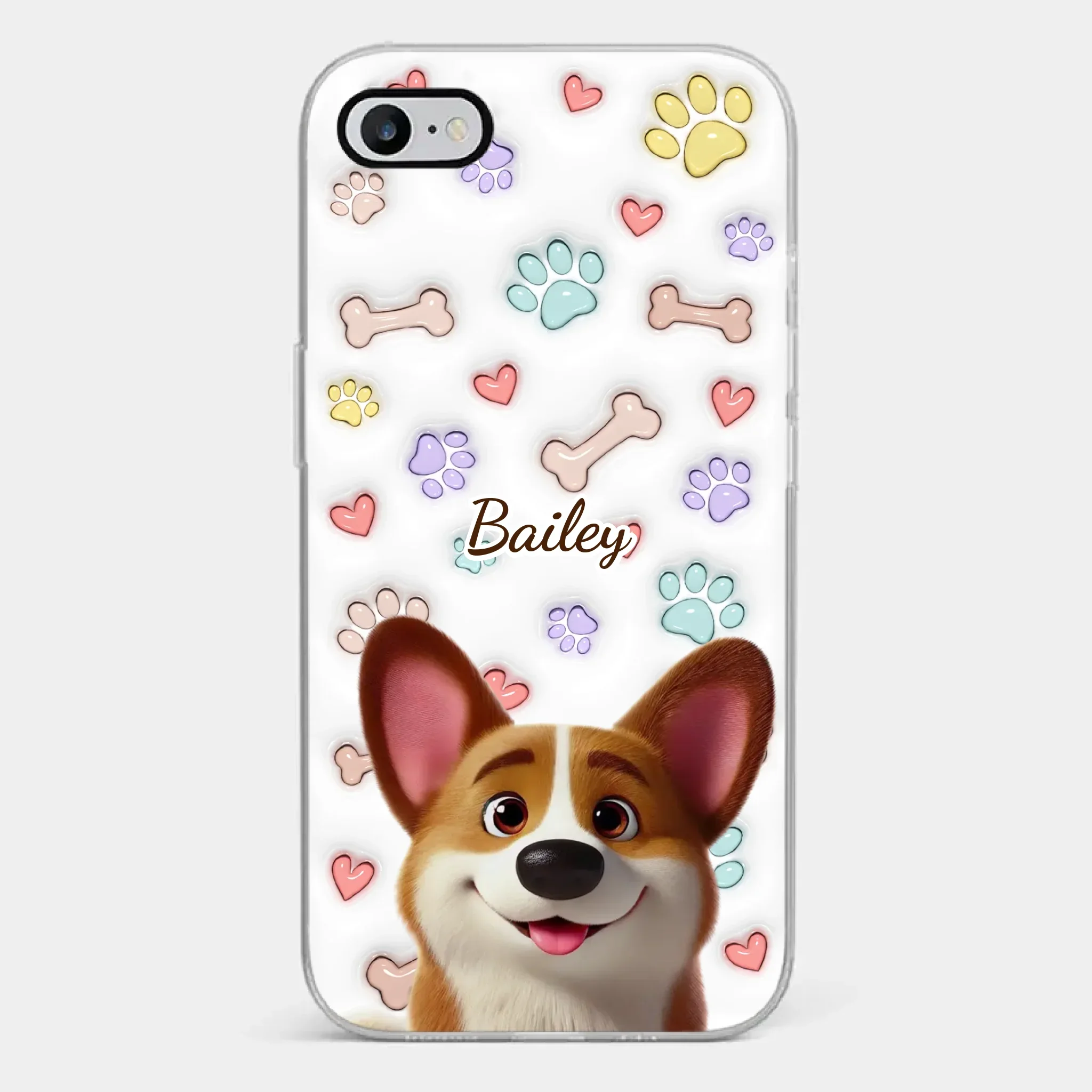 Four Paws, One Heart - Dog Personalized Custom 3D Inflated Effect Printed Clear Phone Case - Gift For Pet Owners, Pet Lovers - Image 23