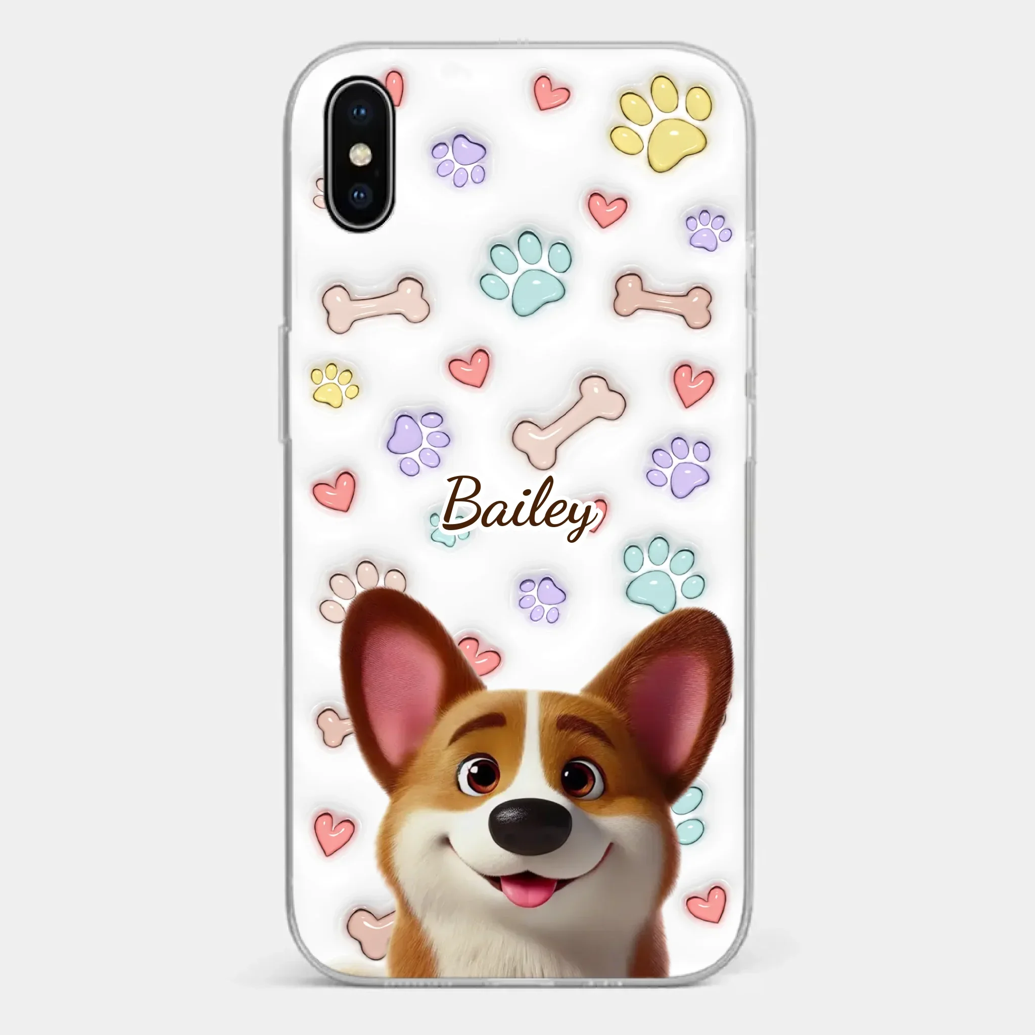 Four Paws, One Heart - Dog Personalized Custom 3D Inflated Effect Printed Clear Phone Case - Gift For Pet Owners, Pet Lovers - Image 24