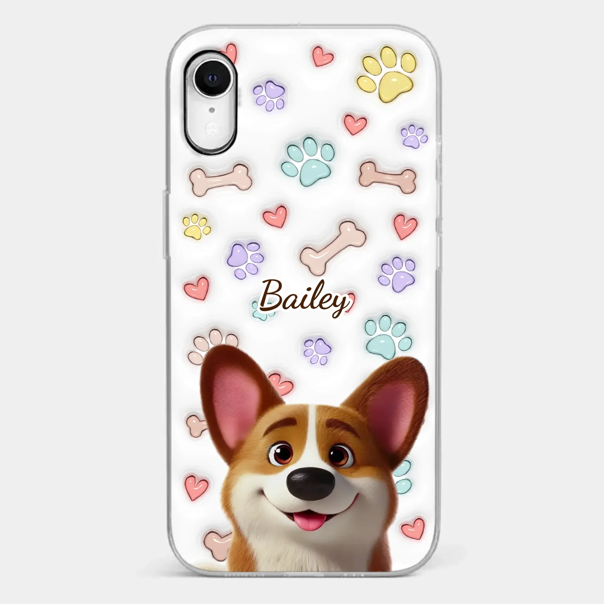 Four Paws, One Heart - Dog Personalized Custom 3D Inflated Effect Printed Clear Phone Case - Gift For Pet Owners, Pet Lovers - Image 25