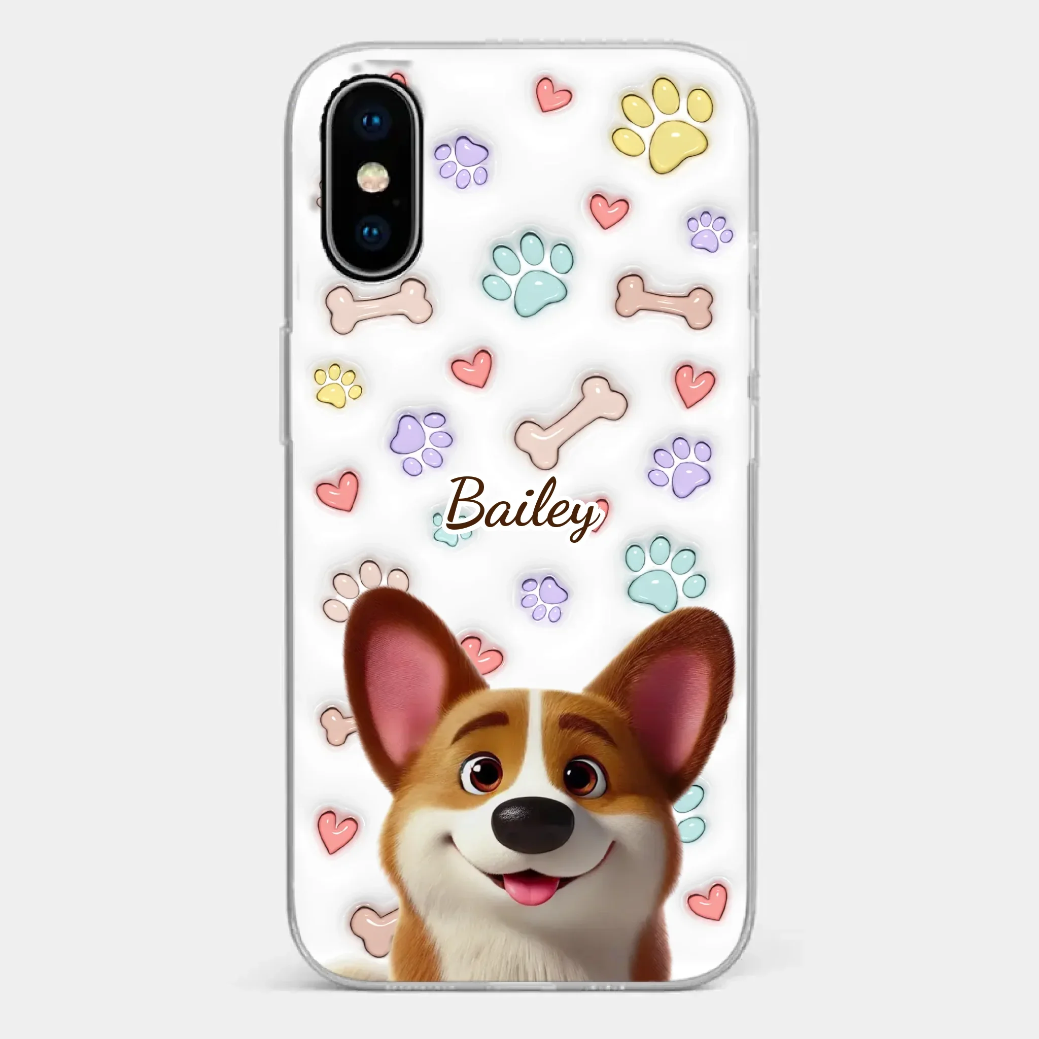 Four Paws, One Heart - Dog Personalized Custom 3D Inflated Effect Printed Clear Phone Case - Gift For Pet Owners, Pet Lovers - Image 26