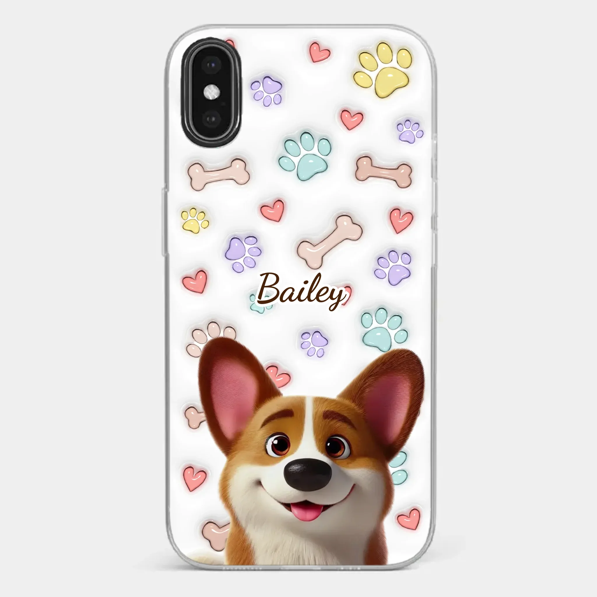 Four Paws, One Heart - Dog Personalized Custom 3D Inflated Effect Printed Clear Phone Case - Gift For Pet Owners, Pet Lovers - Image 27