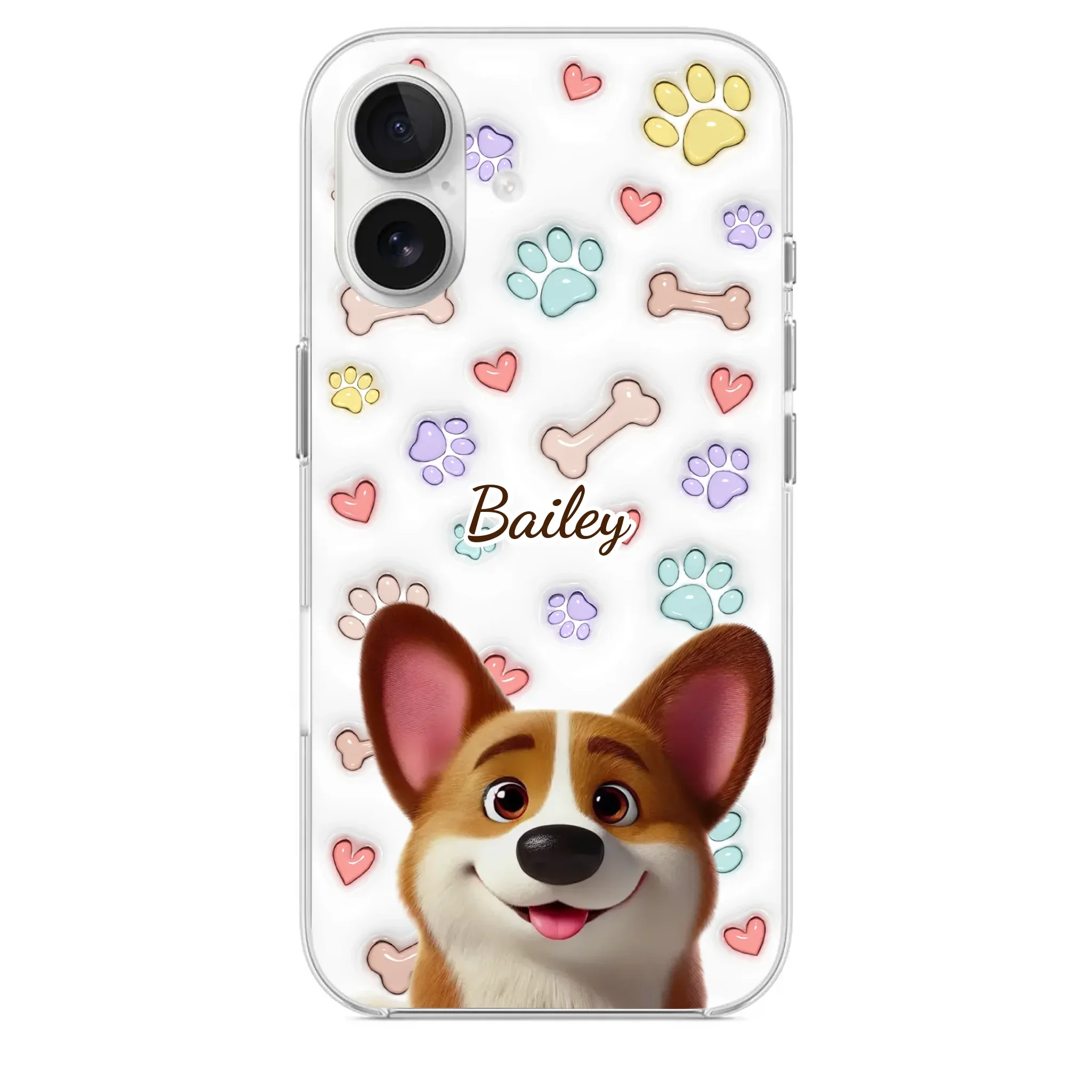 Four Paws, One Heart - Dog Personalized Custom 3D Inflated Effect Printed Clear Phone Case - Gift For Pet Owners, Pet Lovers - Image 28